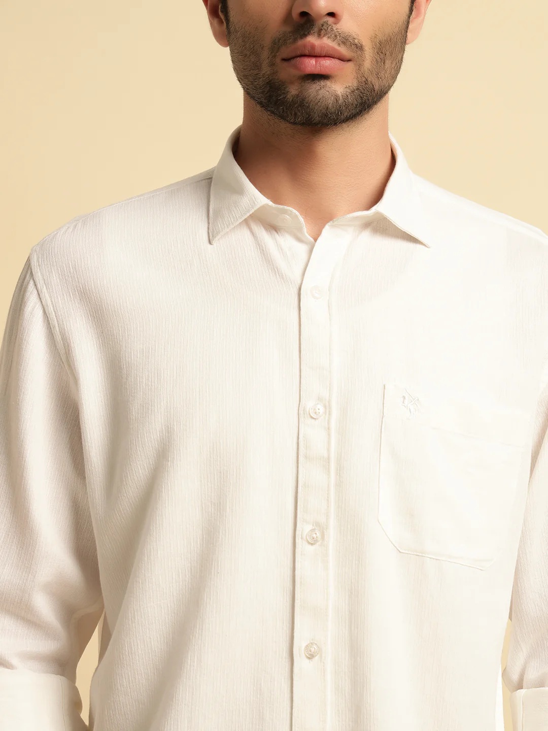 Casual Shirt for Men | Breathable & Soft with Color Fastness Regular Fit Spread Collar Neck Cotton Blend Fabric Self Design Pattern - Image 6