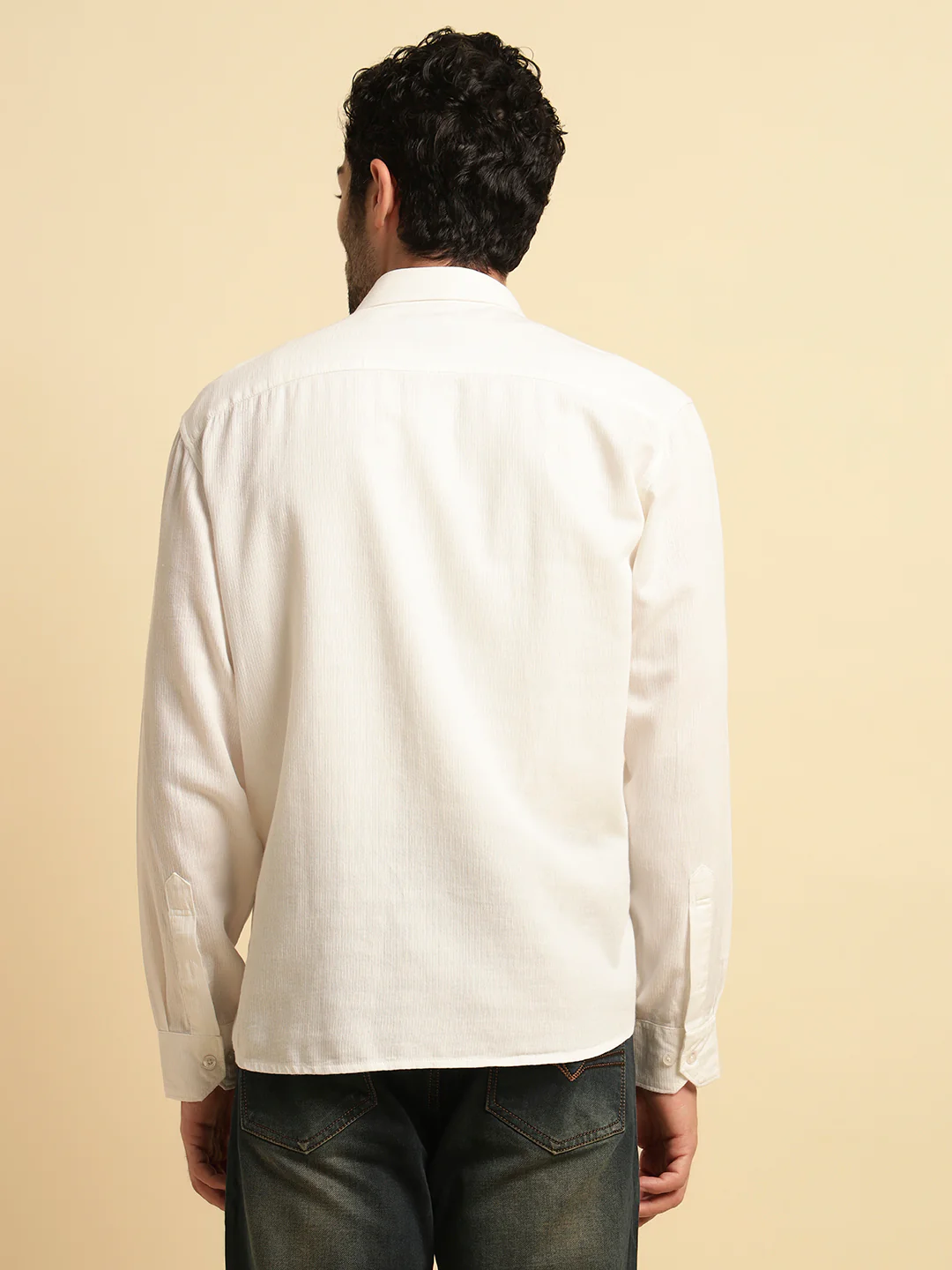 Casual Shirt for Men | Breathable & Soft with Color Fastness Regular Fit Spread Collar Neck Cotton Blend Fabric Self Design Pattern - Image 7