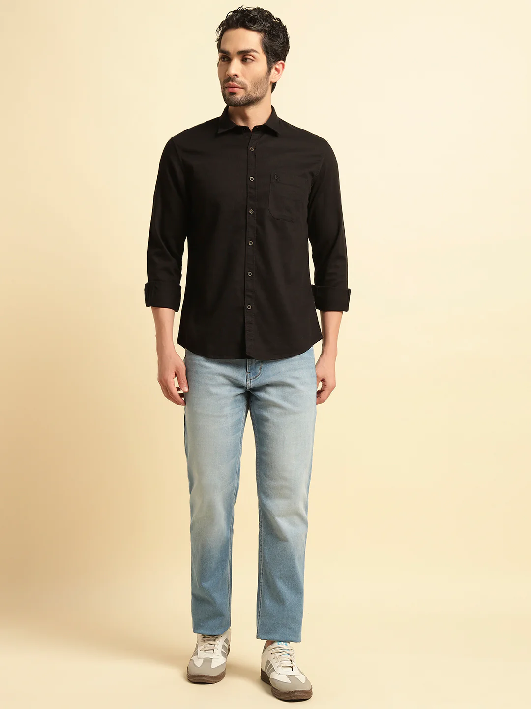 Casual Shirt for Men | Breathable & Soft with Color Fastness Regular Fit Spread Collar Neck Cotton Blend Fabric Self Design Pattern - Image 5