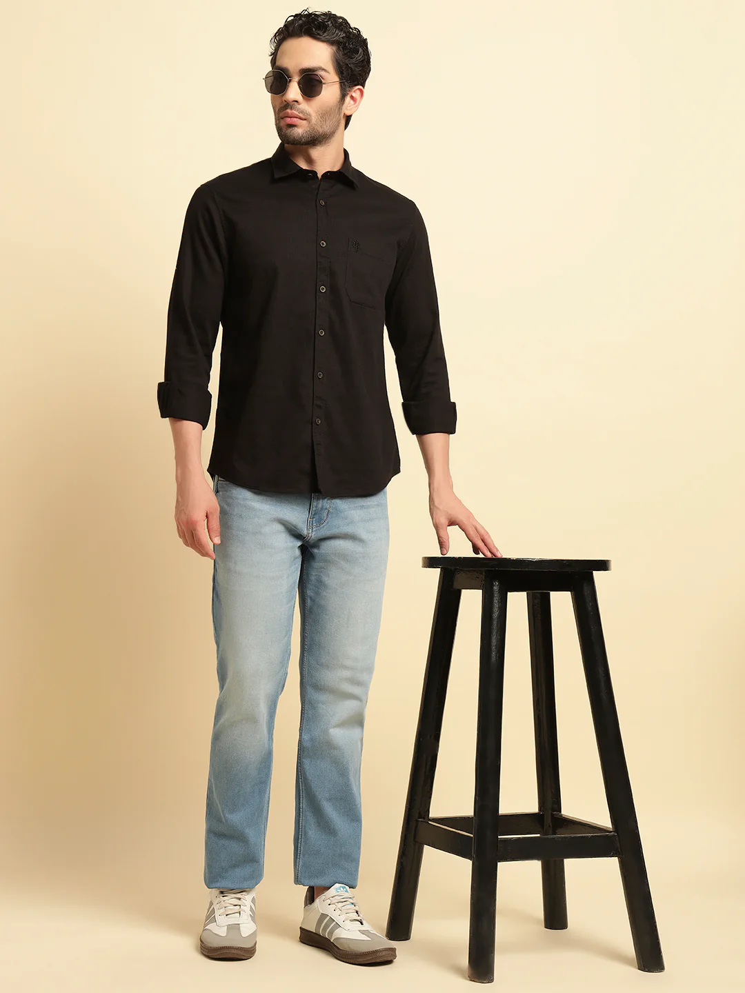 Casual Shirt for Men | Breathable & Soft with Color Fastness Regular Fit Spread Collar Neck Cotton Blend Fabric Self Design Pattern - Image 8