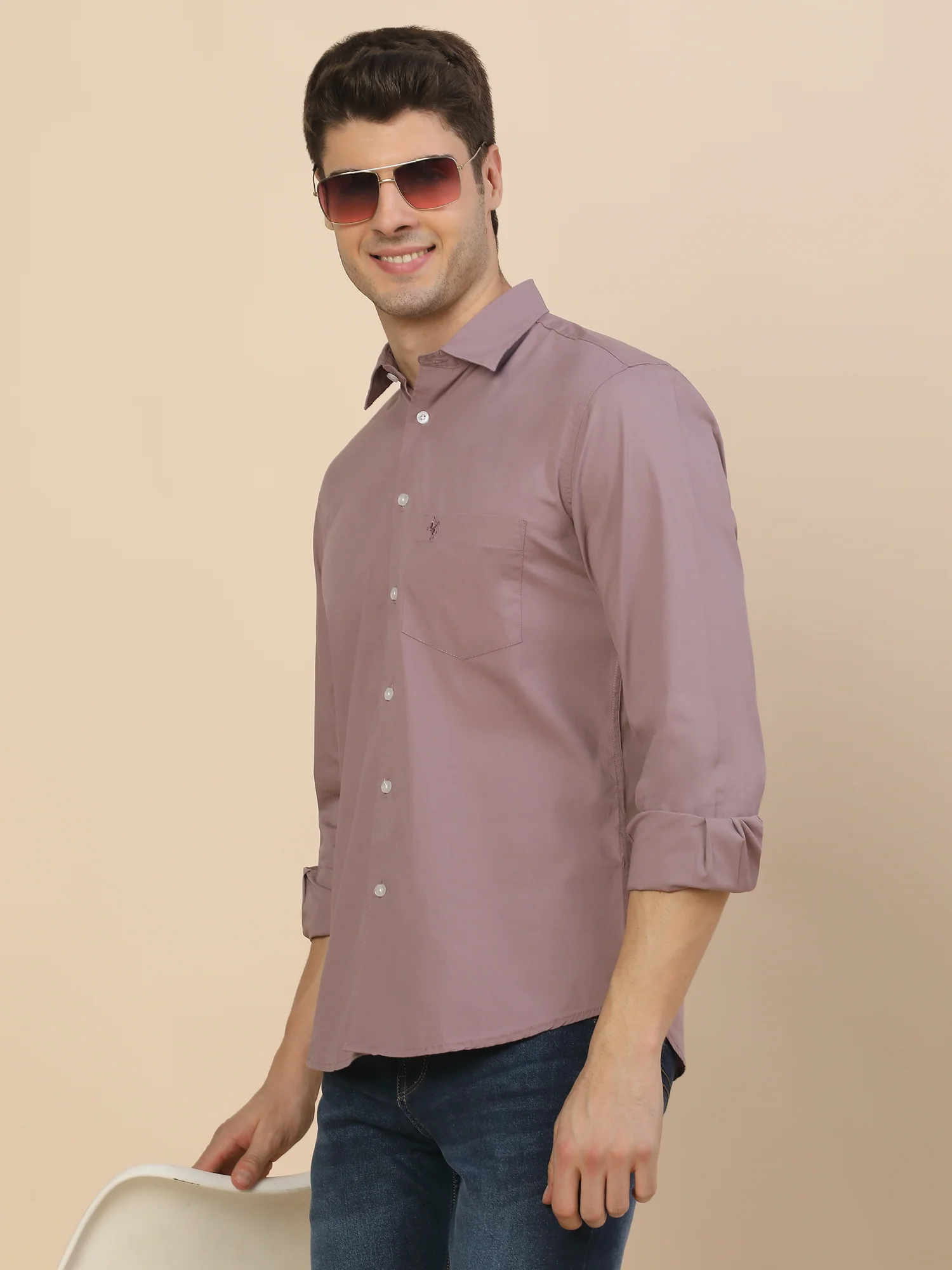 Casual Shirt for Men | Breathable & Soft with Color Fastness Regular Fit Spread Collar Neck Cotton Blend Fabric Solid Pattern - Image 8