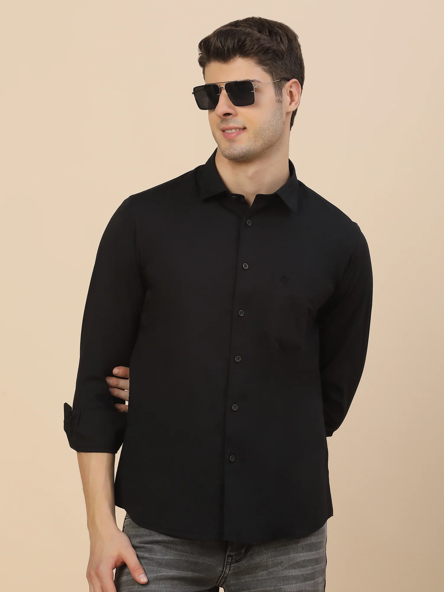 Casual Shirt for Men | Breathable & Soft with Color Fastness Regular Fit Spread Collar Neck Cotton Blend Fabric Solid Pattern - Image 7