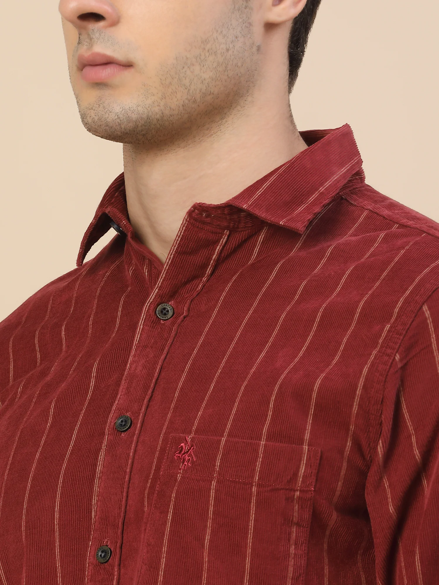 Casual Shirt for Men | Breathable & Soft with Color Fastness Regular Fit Spread Collar Neck Cotton (Courtary) Fabric Striped Pattern - Image 5