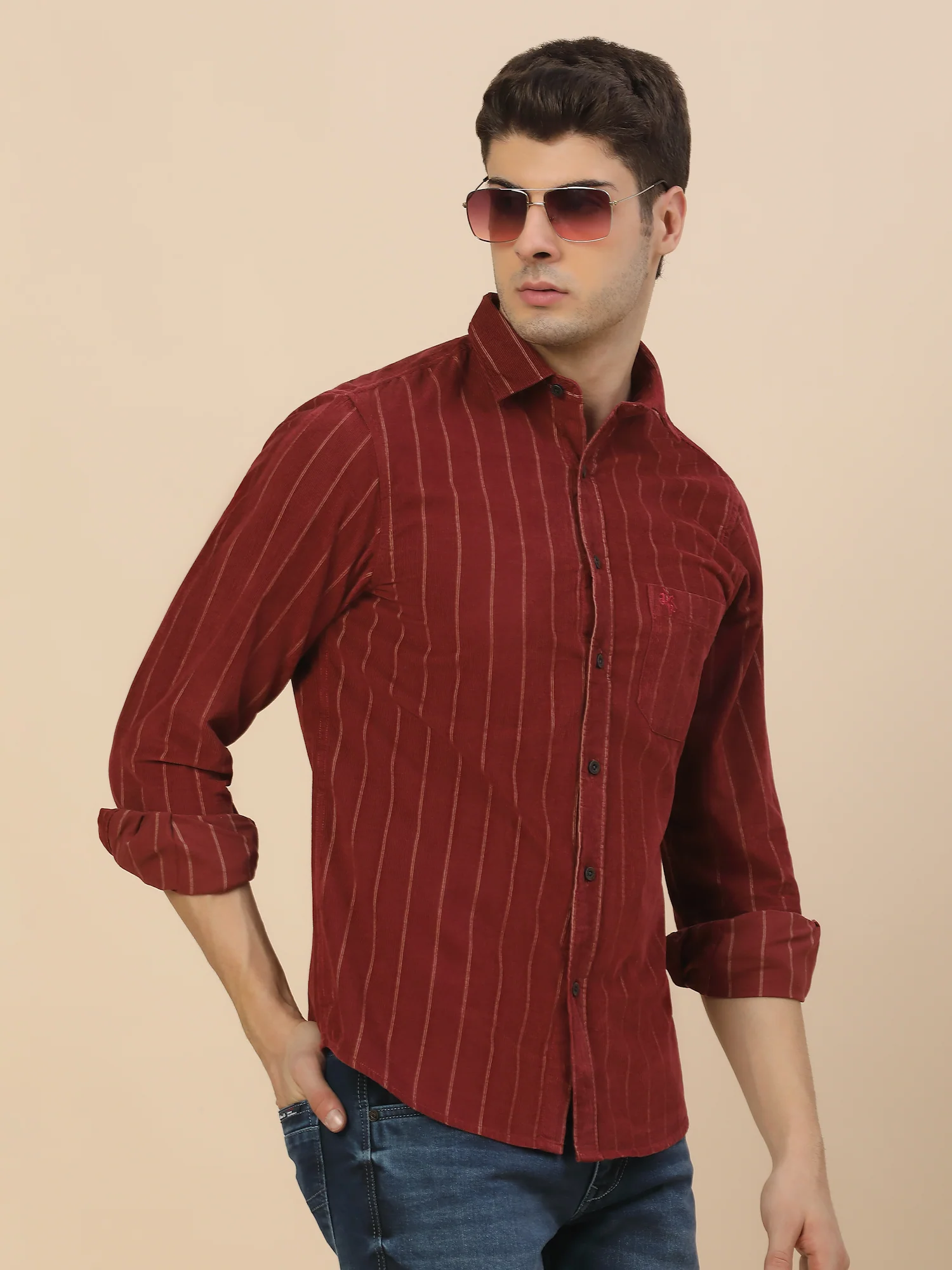 Casual Shirt for Men | Breathable & Soft with Color Fastness Regular Fit Spread Collar Neck Cotton (Courtary) Fabric Striped Pattern - Image 8