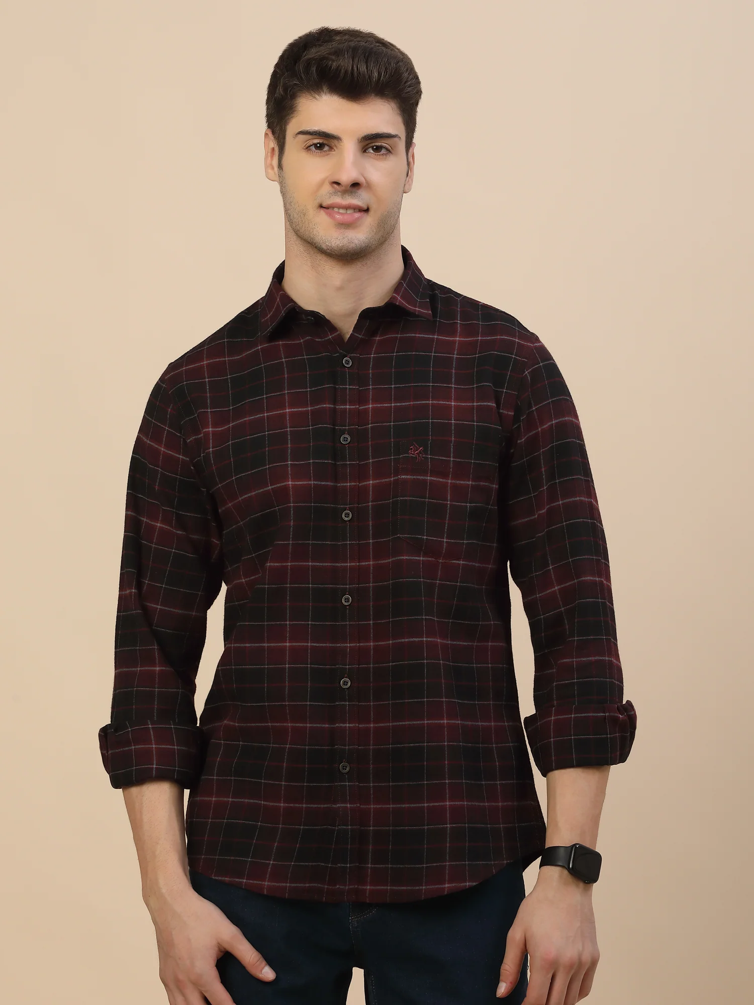 Casual Shirt for Men | Breathable & Soft with Color Fastness Regular Fit Spread Collar Neck Cotton Fabric Check Pattern - Image 2