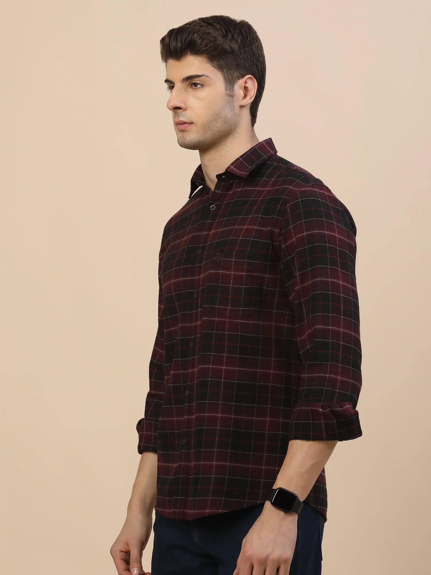 Casual Shirt for Men | Breathable & Soft with Color Fastness Regular Fit Spread Collar Neck Cotton Fabric Check Pattern - Image 3