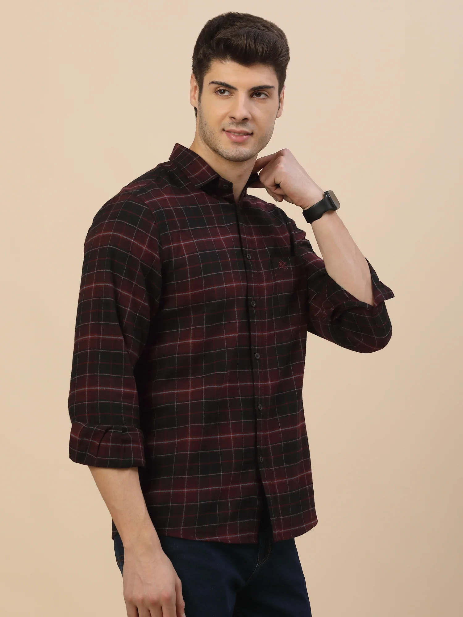 Casual Shirt for Men | Breathable & Soft with Color Fastness Regular Fit Spread Collar Neck Cotton Fabric Check Pattern - Image 4