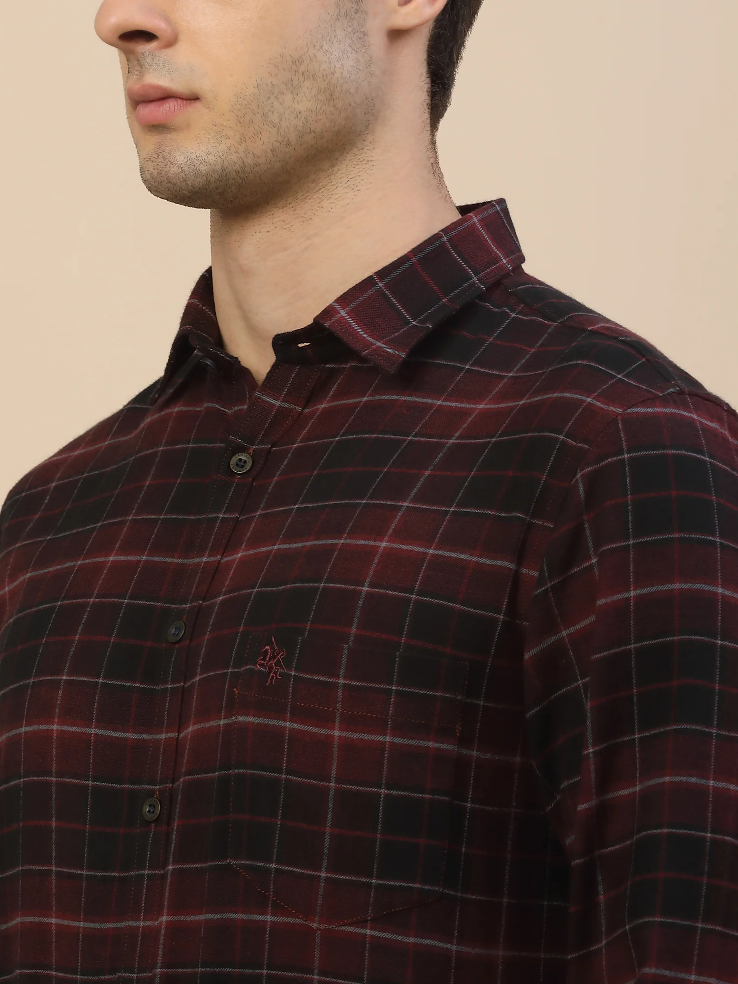 Casual Shirt for Men | Breathable & Soft with Color Fastness Regular Fit Spread Collar Neck Cotton Fabric Check Pattern - Image 5