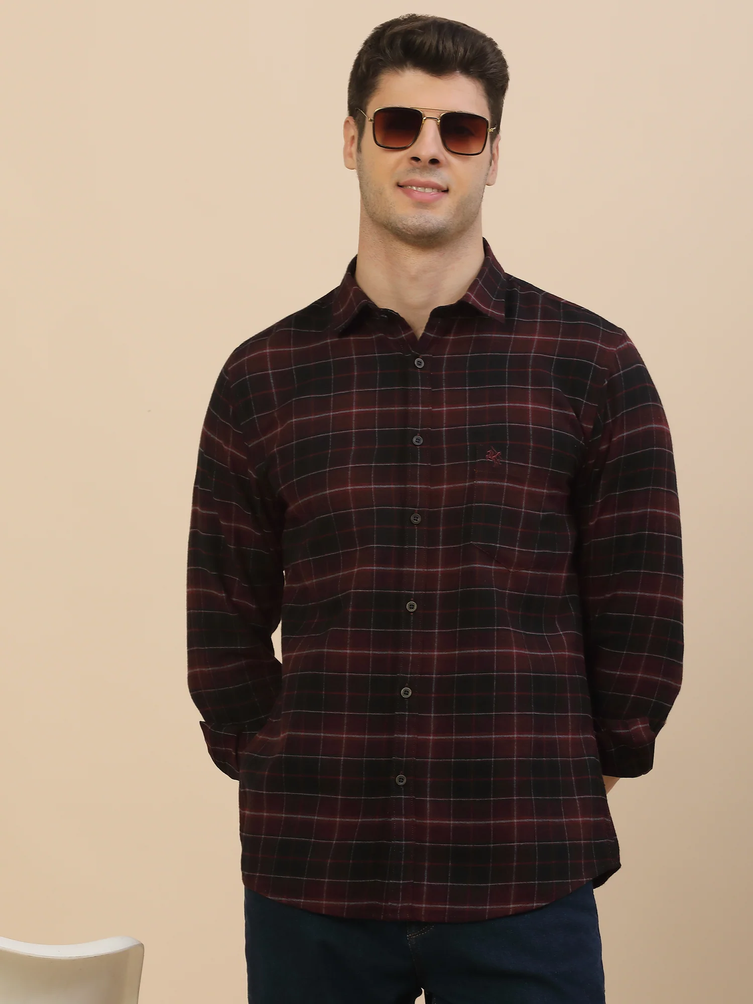 Casual Shirt for Men | Breathable & Soft with Color Fastness Regular Fit Spread Collar Neck Cotton Fabric Check Pattern - Image 8