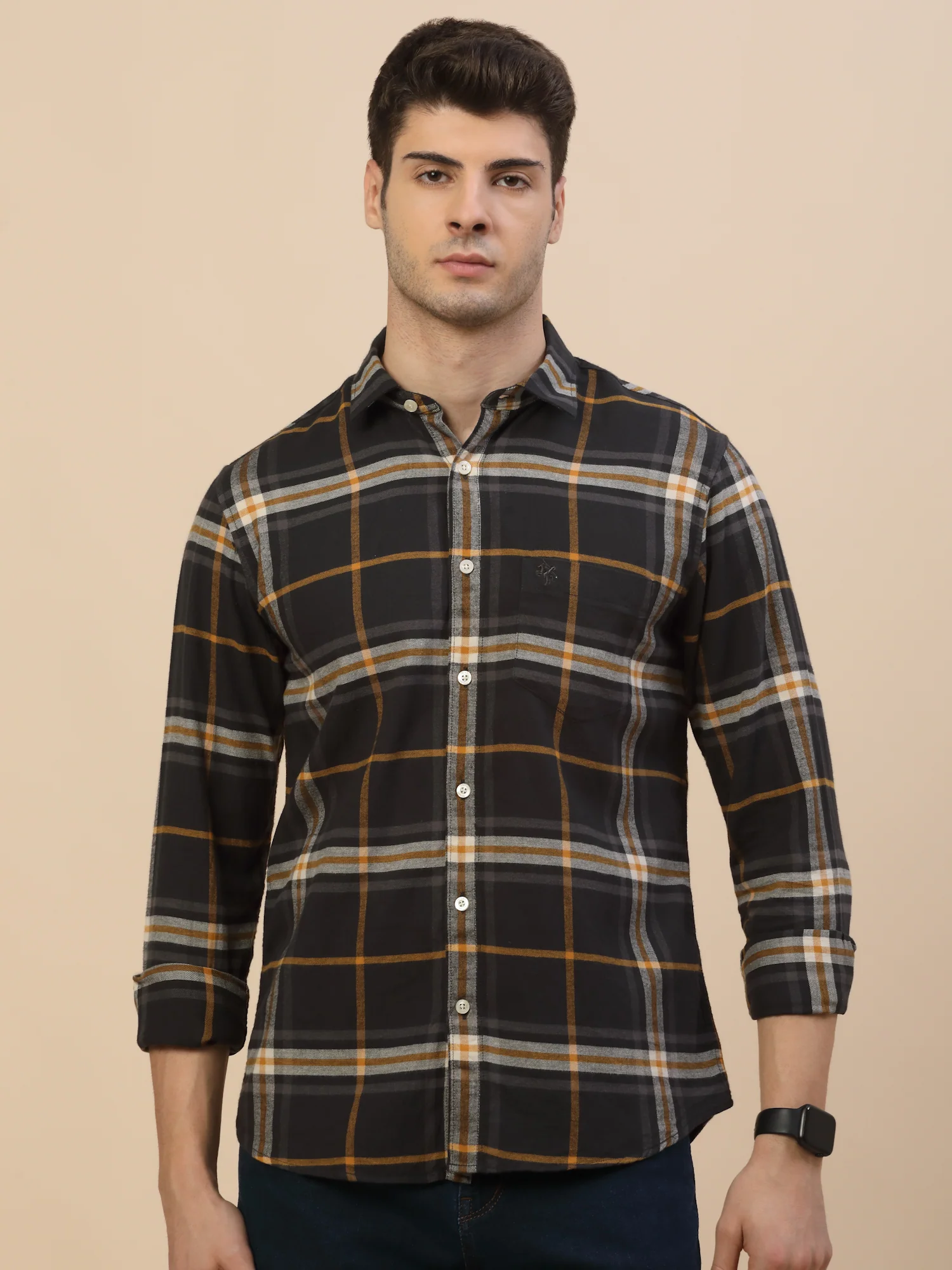 Casual Shirt for Men | Breathable & Soft with Color Fastness Regular Fit Spread Collar Neck Cotton Fabric Check Pattern - Image 2