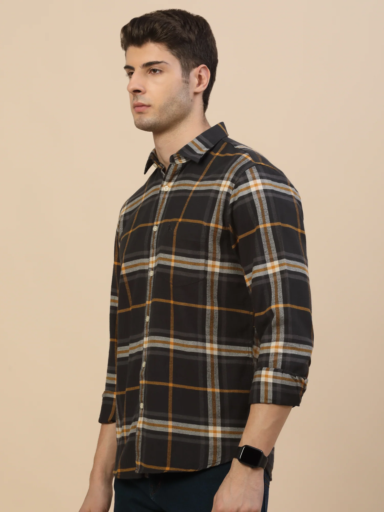 Casual Shirt for Men | Breathable & Soft with Color Fastness Regular Fit Spread Collar Neck Cotton Fabric Check Pattern - Image 3