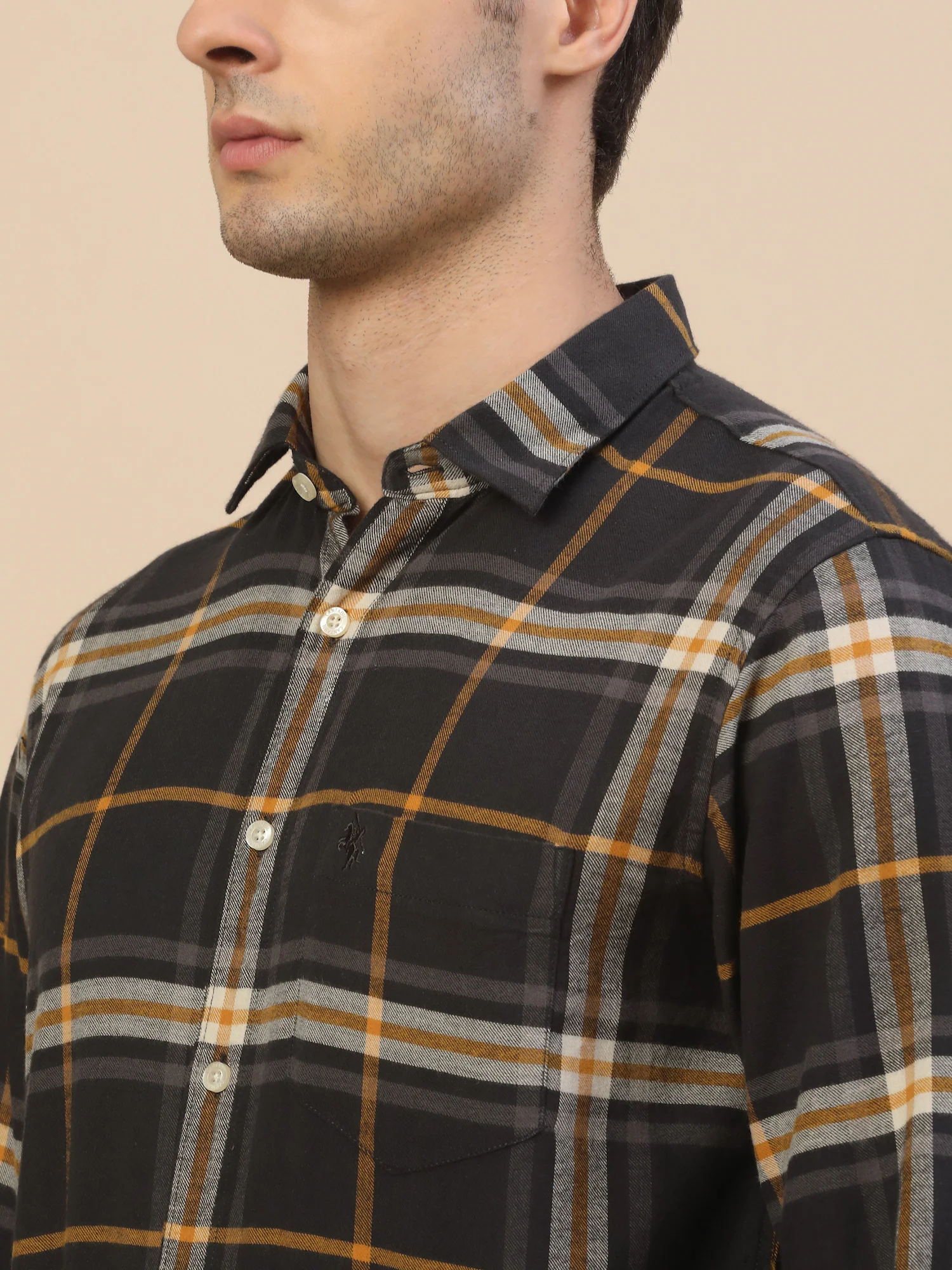 Casual Shirt for Men | Breathable & Soft with Color Fastness Regular Fit Spread Collar Neck Cotton Fabric Check Pattern - Image 5