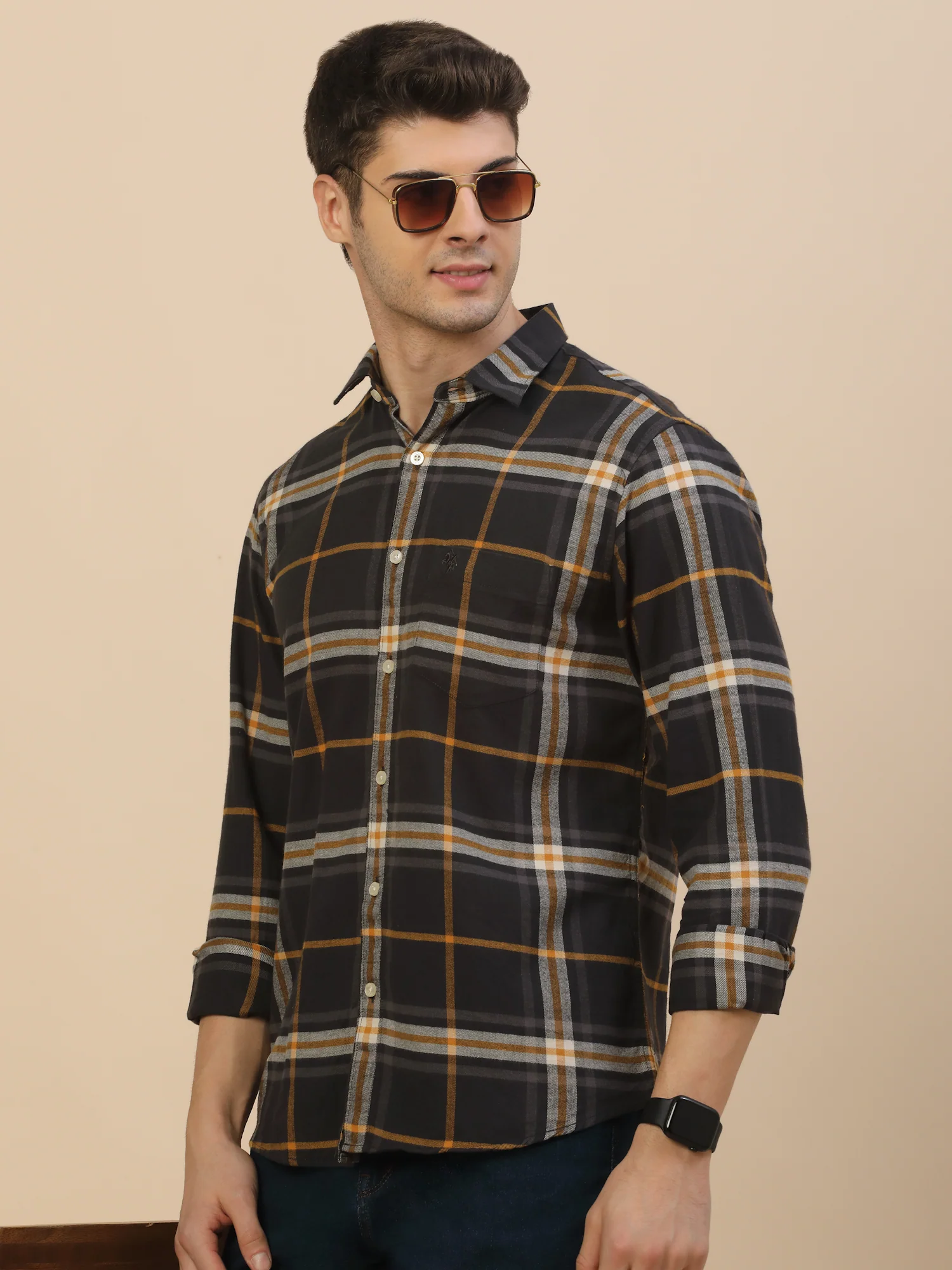 Casual Shirt for Men | Breathable & Soft with Color Fastness Regular Fit Spread Collar Neck Cotton Fabric Check Pattern - Image 6