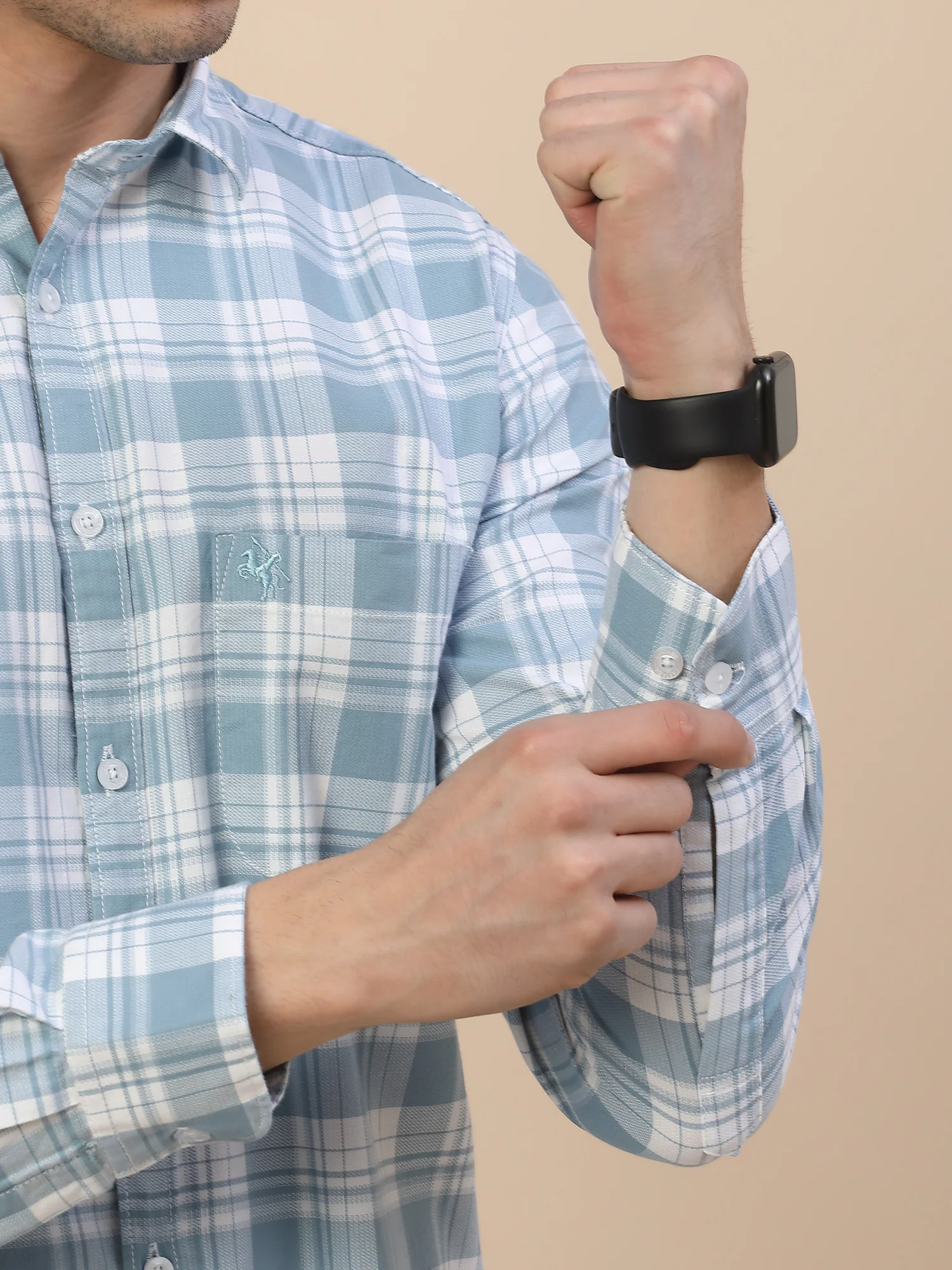 Casual Shirt for Men | Breathable & Soft with Color Fastness Regular Fit Spread Collar Neck Cotton Fabric Check Pattern - Image 5