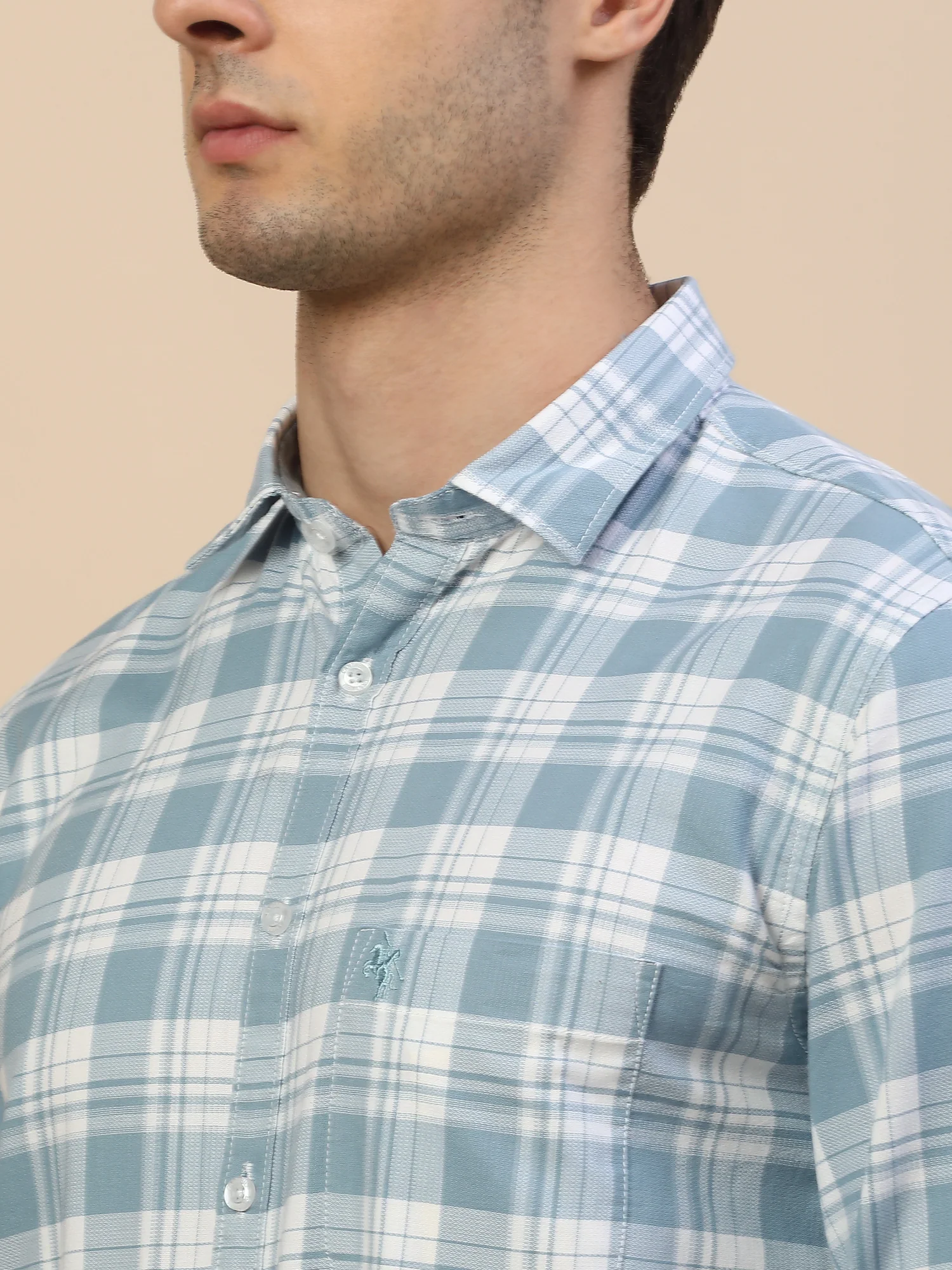 Casual Shirt for Men | Breathable & Soft with Color Fastness Regular Fit Spread Collar Neck Cotton Fabric Check Pattern - Image 6