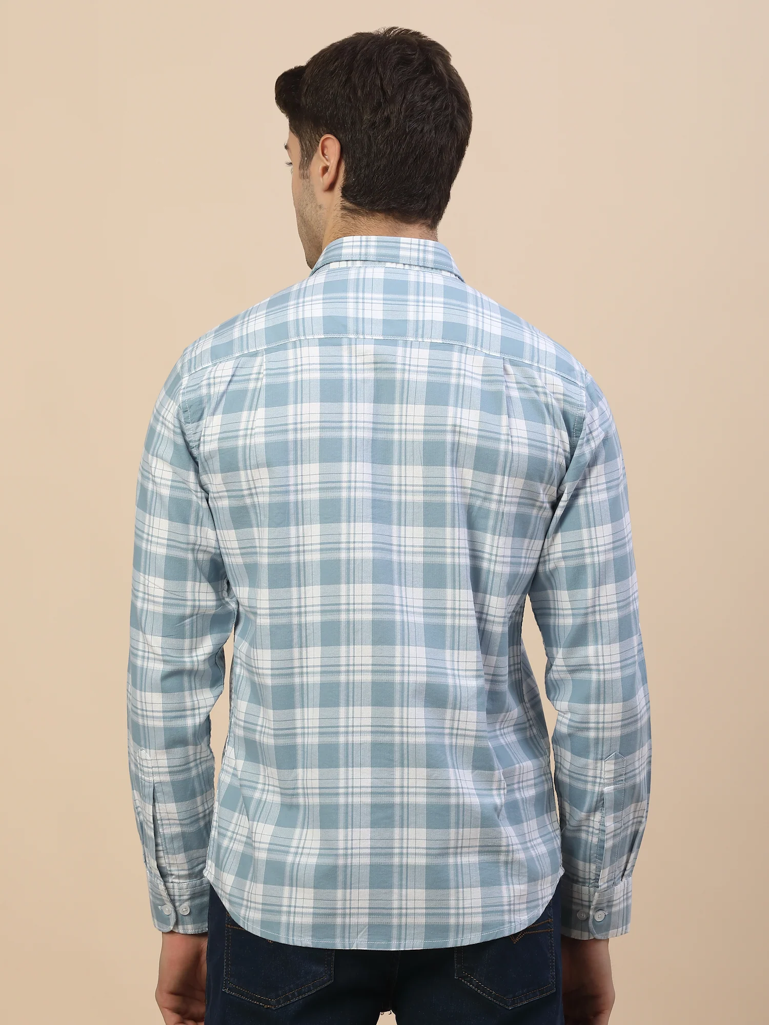 Casual Shirt for Men | Breathable & Soft with Color Fastness Regular Fit Spread Collar Neck Cotton Fabric Check Pattern - Image 7