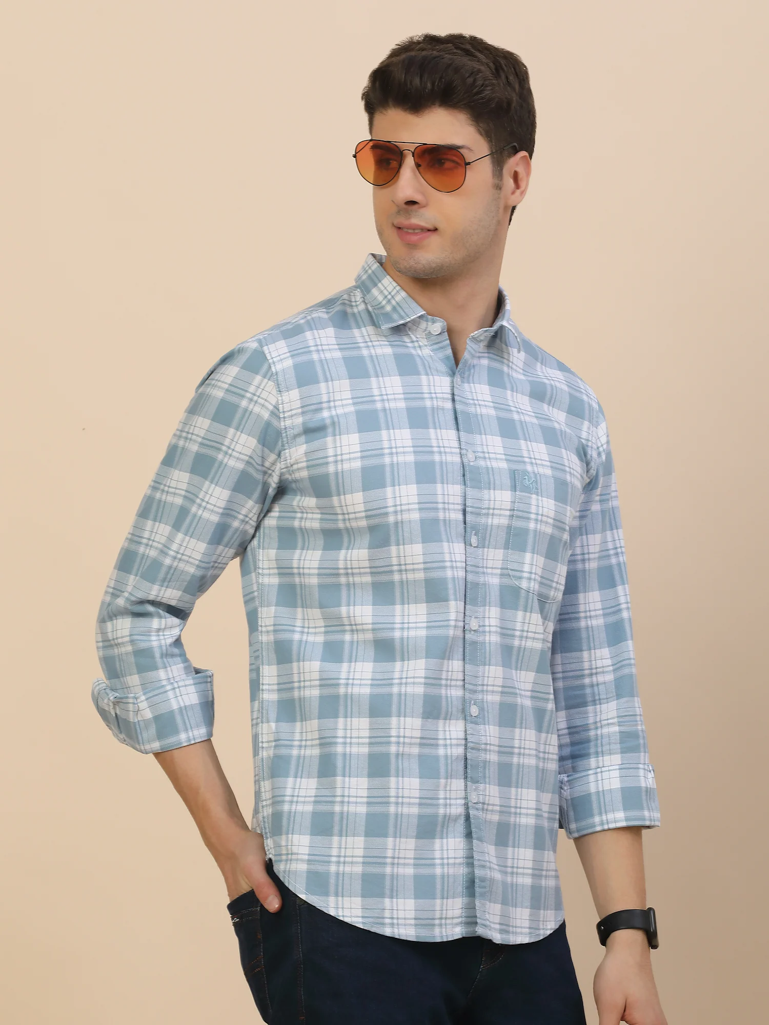 Casual Shirt for Men | Breathable & Soft with Color Fastness Regular Fit Spread Collar Neck Cotton Fabric Check Pattern - Image 8