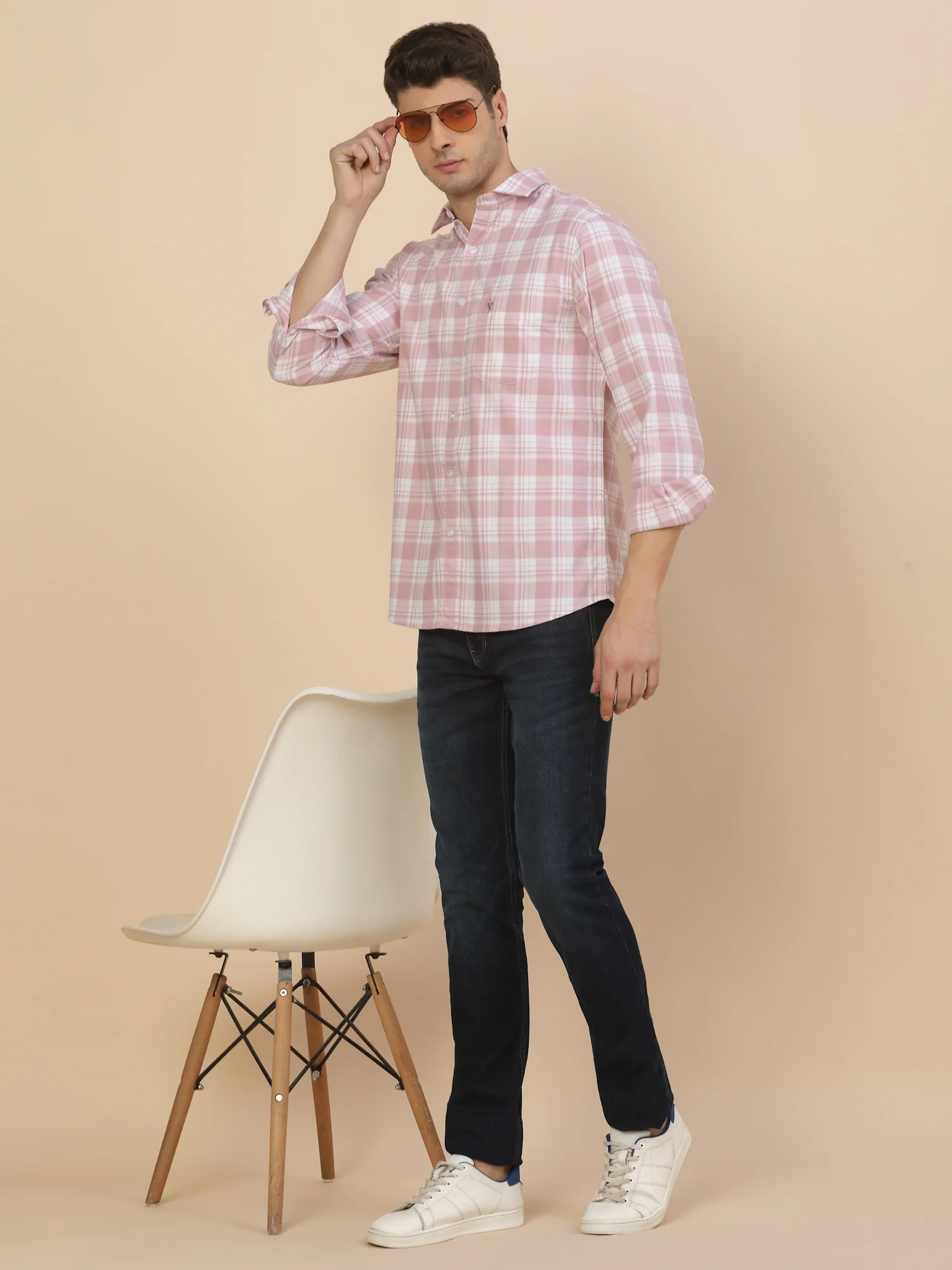 Casual Shirt for Men | Breathable & Soft with Color Fastness Regular Fit Spread Collar Neck Cotton Fabric Check Pattern - Image 5