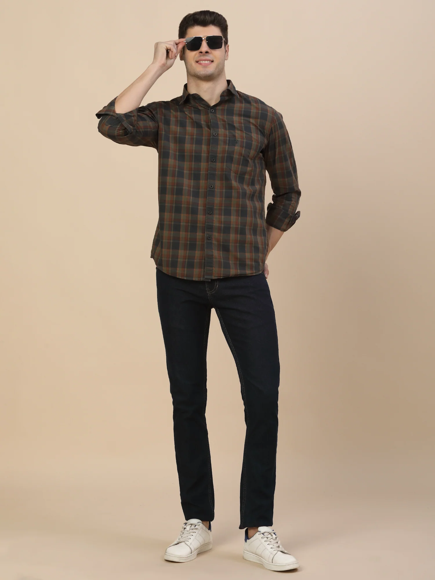 Casual Shirt for Men | Breathable & Soft with Color Fastness Regular Fit Spread Collar Neck Cotton Fabric Check Pattern - Image 4