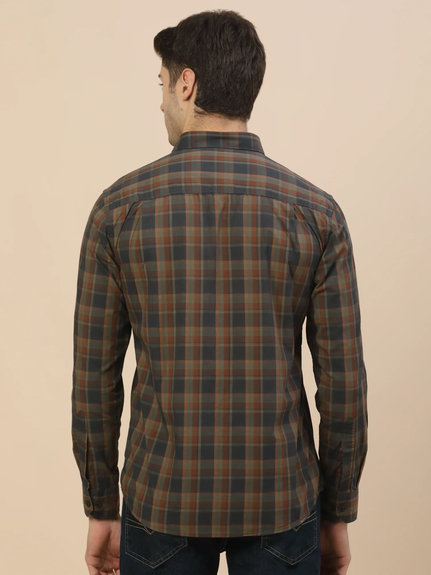 Casual Shirt for Men | Breathable & Soft with Color Fastness Regular Fit Spread Collar Neck Cotton Fabric Check Pattern - Image 5