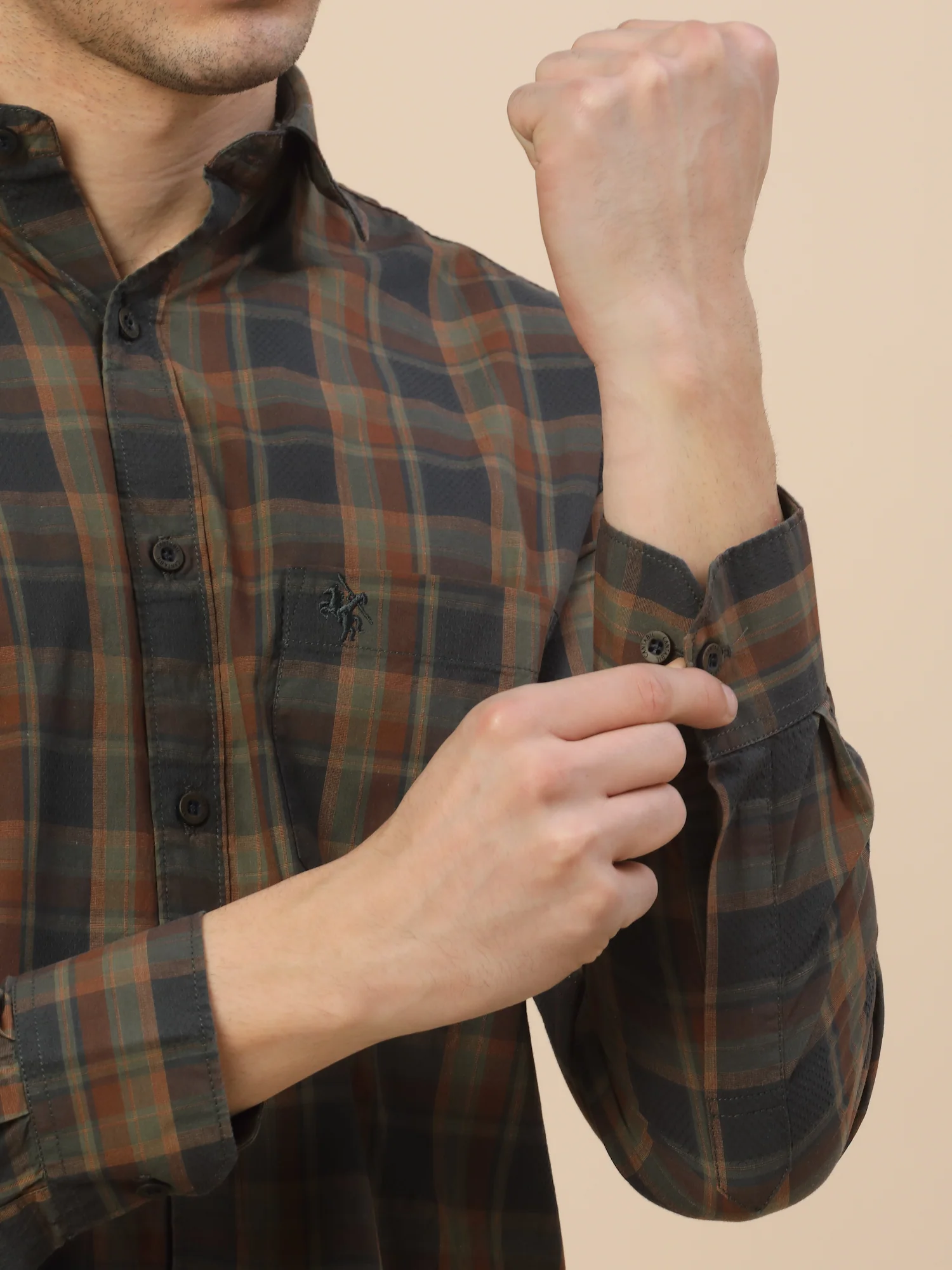 Casual Shirt for Men | Breathable & Soft with Color Fastness Regular Fit Spread Collar Neck Cotton Fabric Check Pattern - Image 6