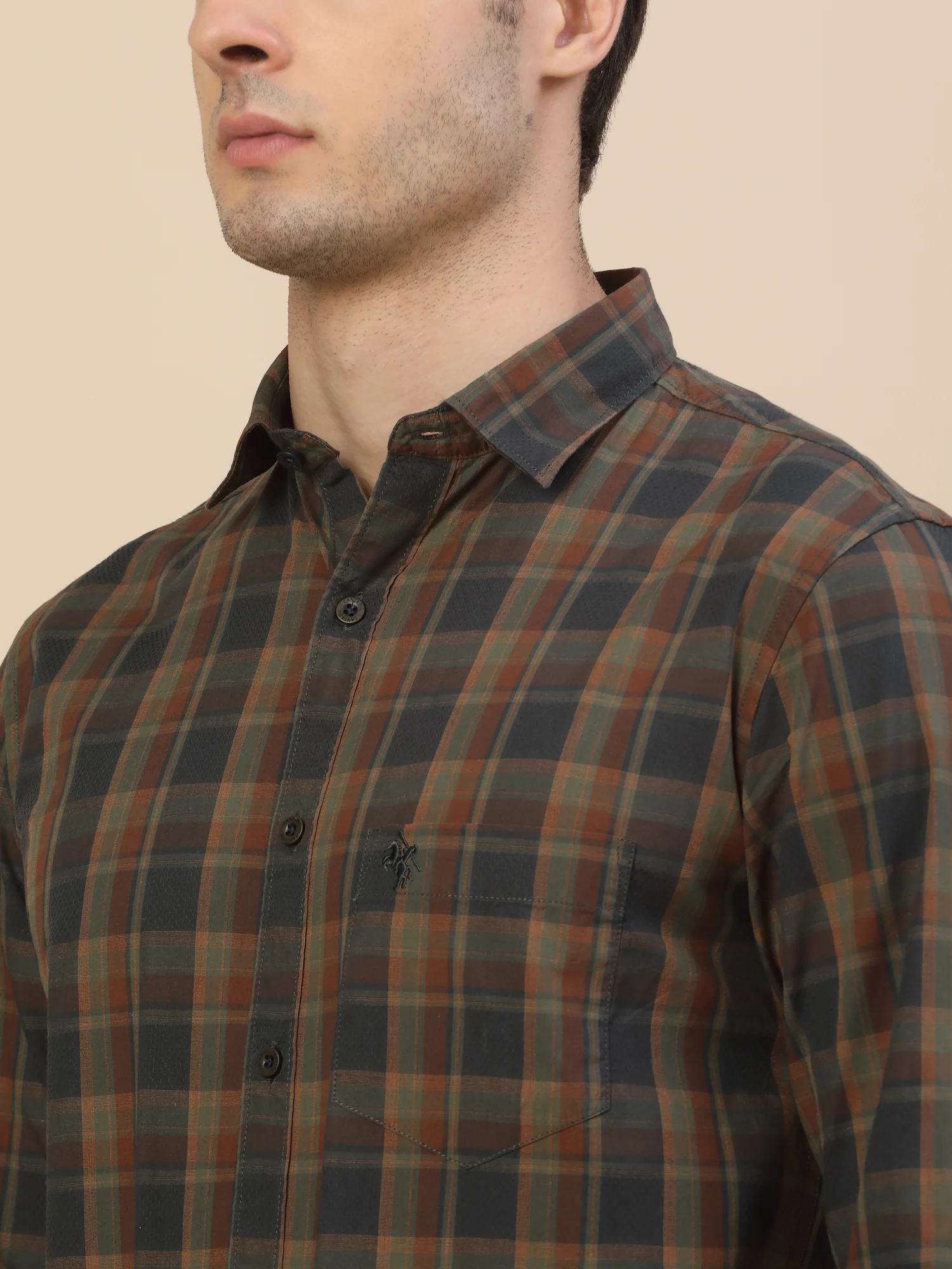 Casual Shirt for Men | Breathable & Soft with Color Fastness Regular Fit Spread Collar Neck Cotton Fabric Check Pattern - Image 7