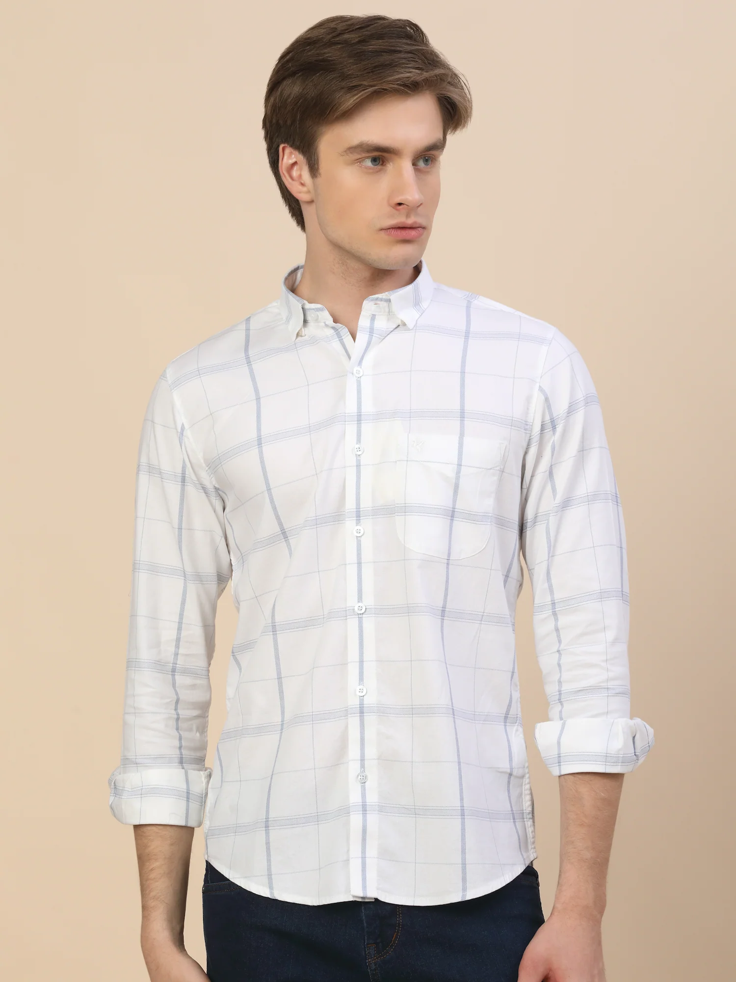 Casual Shirt for Men | Breathable & Soft with Color Fastness Regular Fit Spread Collar Neck Cotton Fabric Check Pattern - Image 2