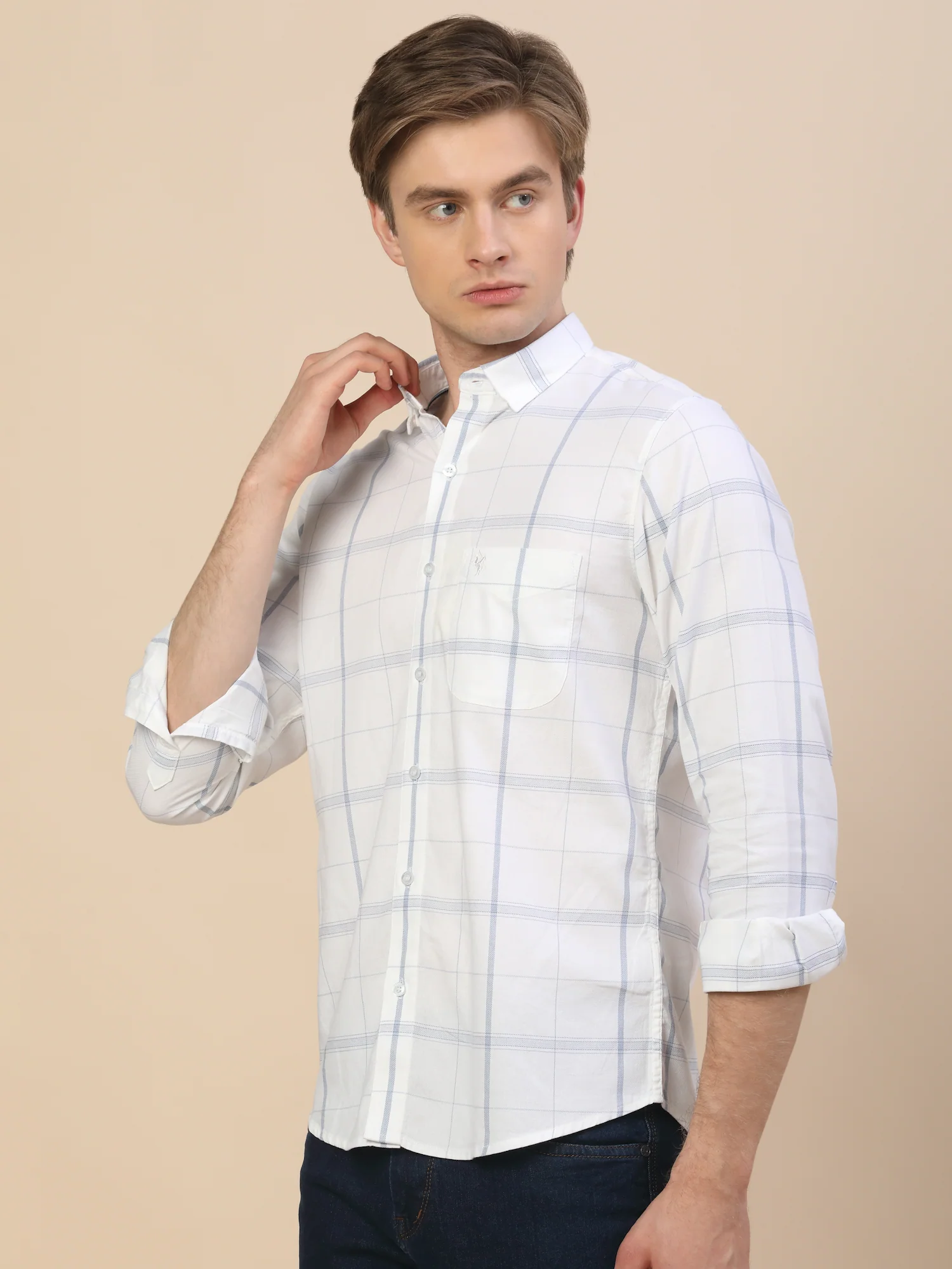 Casual Shirt for Men | Breathable & Soft with Color Fastness Regular Fit Spread Collar Neck Cotton Fabric Check Pattern - Image 3