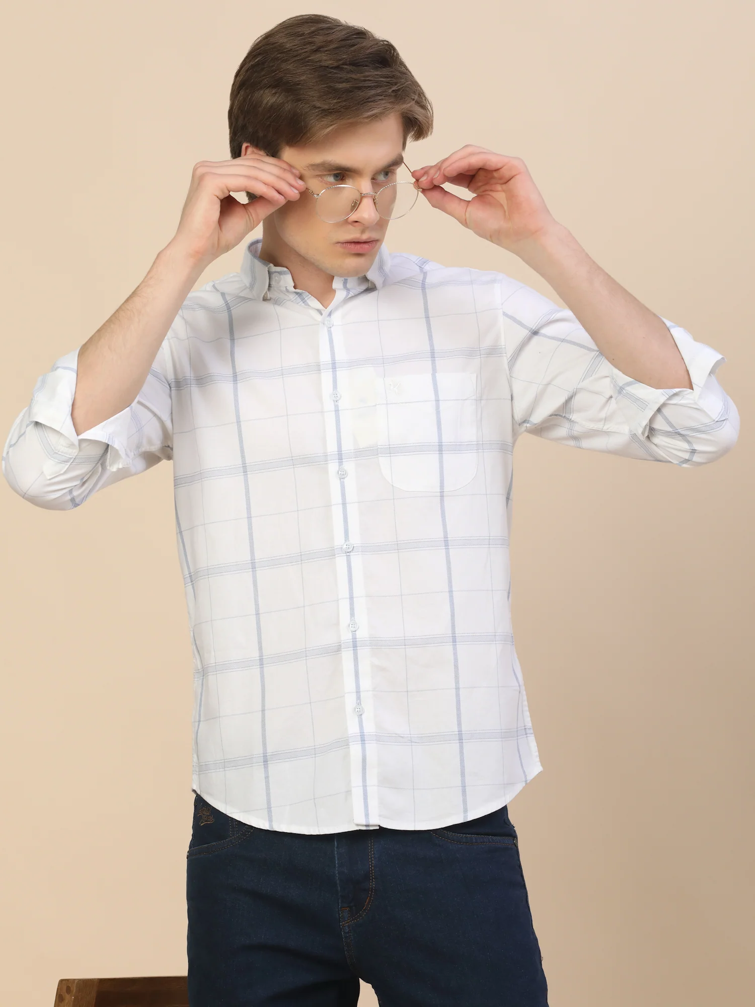 Casual Shirt for Men | Breathable & Soft with Color Fastness Regular Fit Spread Collar Neck Cotton Fabric Check Pattern - Image 6