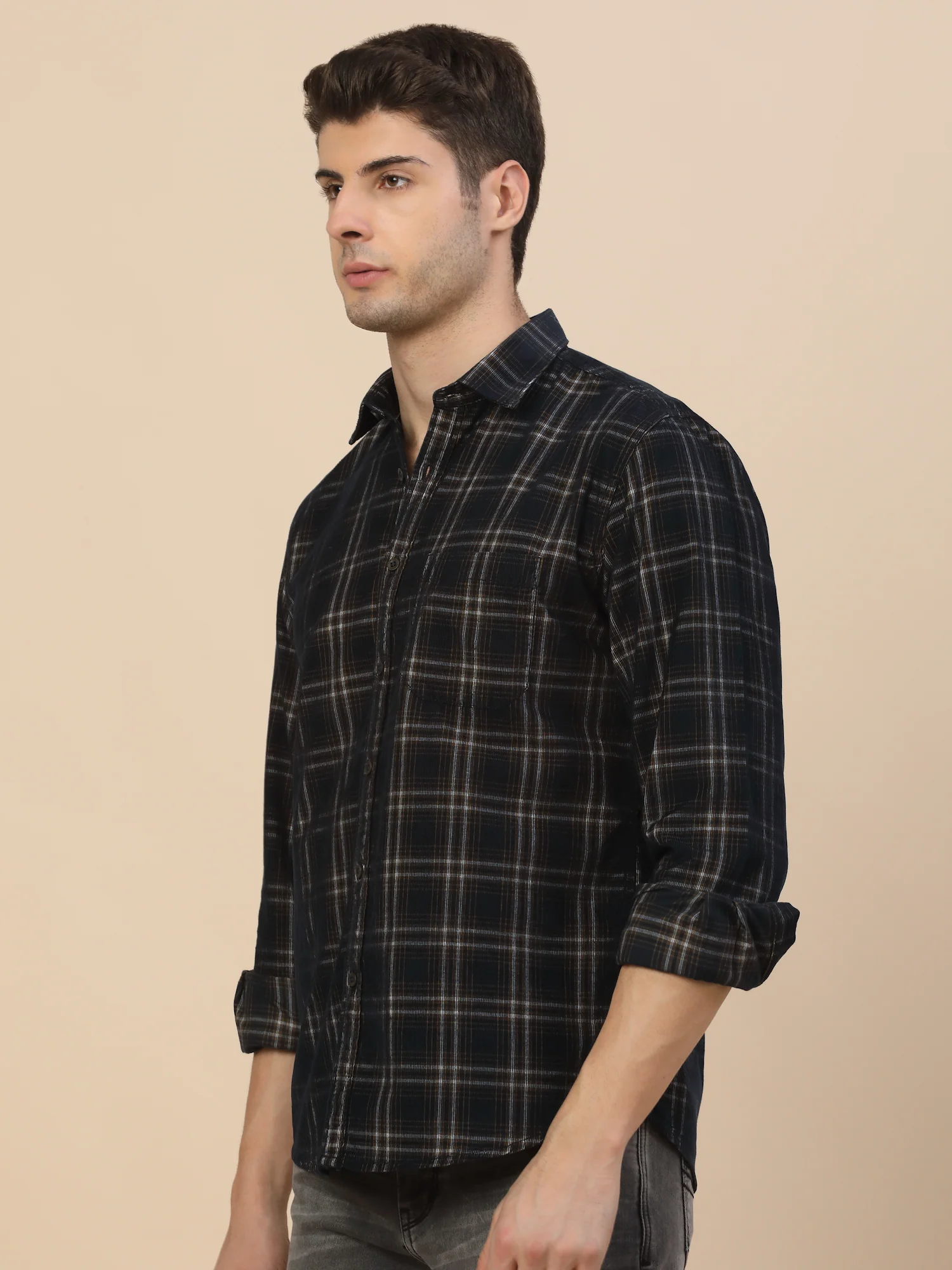 Casual Shirt for Men | Breathable & Soft with Color Fastness Regular Fit Spread Collar Neck Cotton Fabric Check Pattern - Image 3
