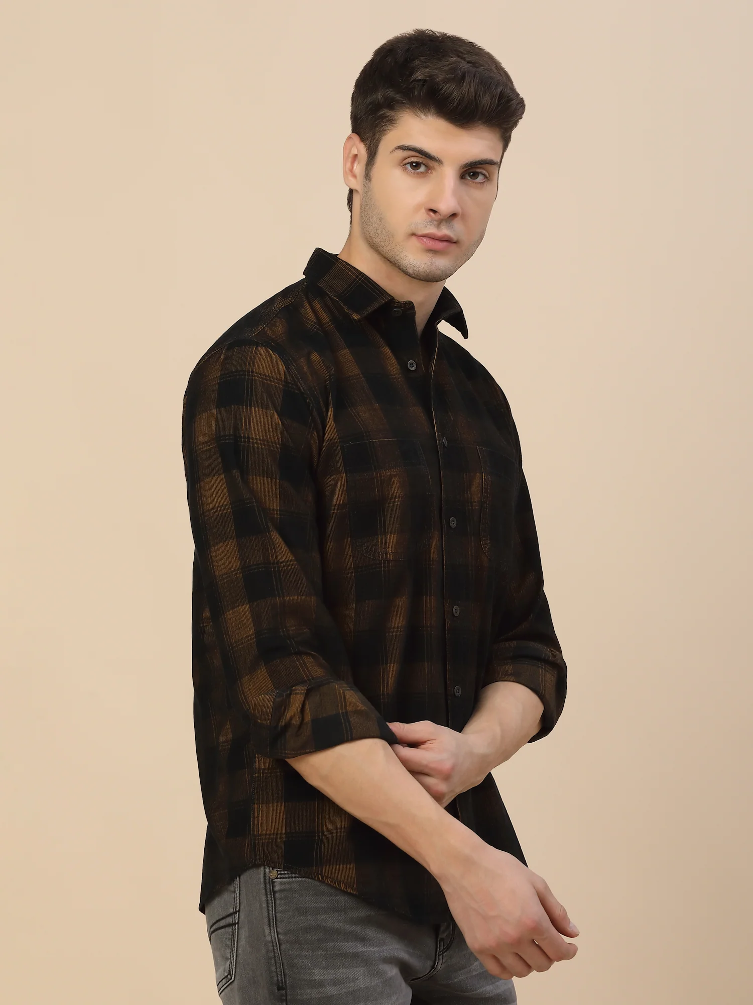 Casual Shirt for Men | Breathable & Soft with Color Fastness Regular Fit Spread Collar Neck Cotton Fabric Check Pattern - Image 4