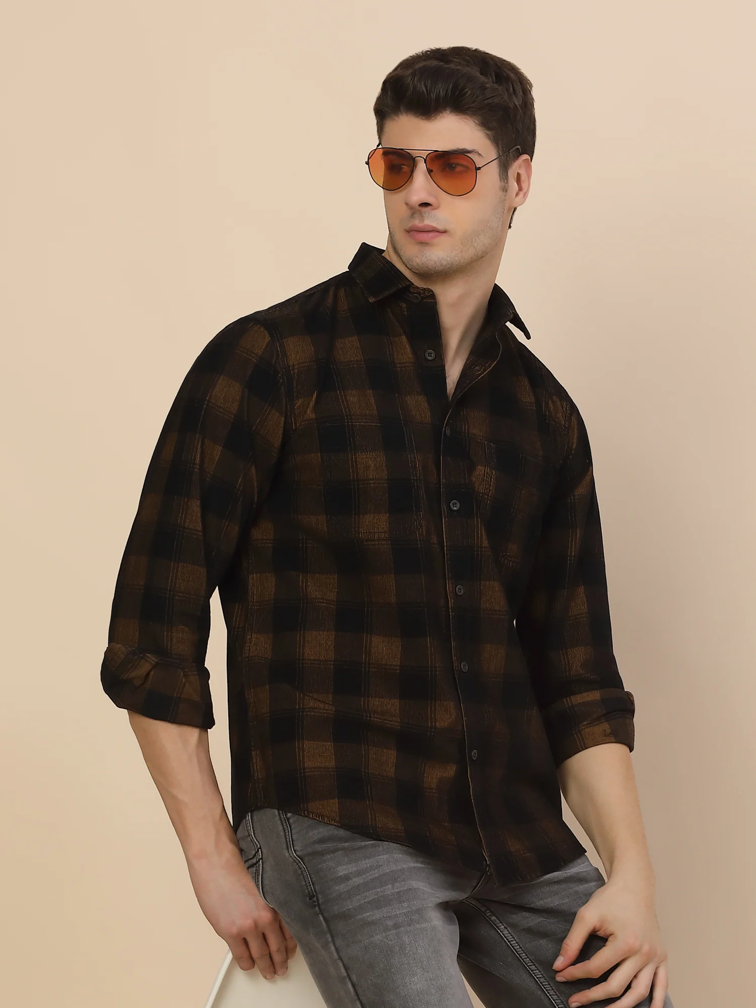 Casual Shirt for Men | Breathable & Soft with Color Fastness Regular Fit Spread Collar Neck Cotton Fabric Check Pattern - Image 7
