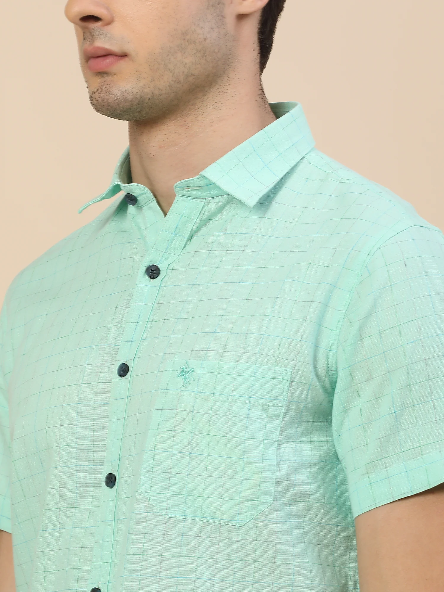 Casual Shirt for Men | Breathable & Soft with Color Fastness Regular Fit Spread Collar Neck Cotton Fabric Check Pattern - Image 5