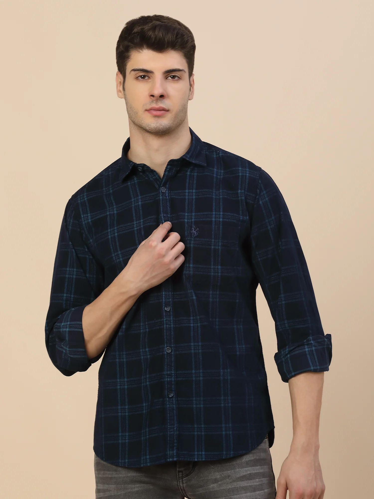 Casual Shirt for Men | Breathable & Soft with Color Fastness Regular Fit Spread Collar Neck Cotton Fabric Check Pattern - Image 2