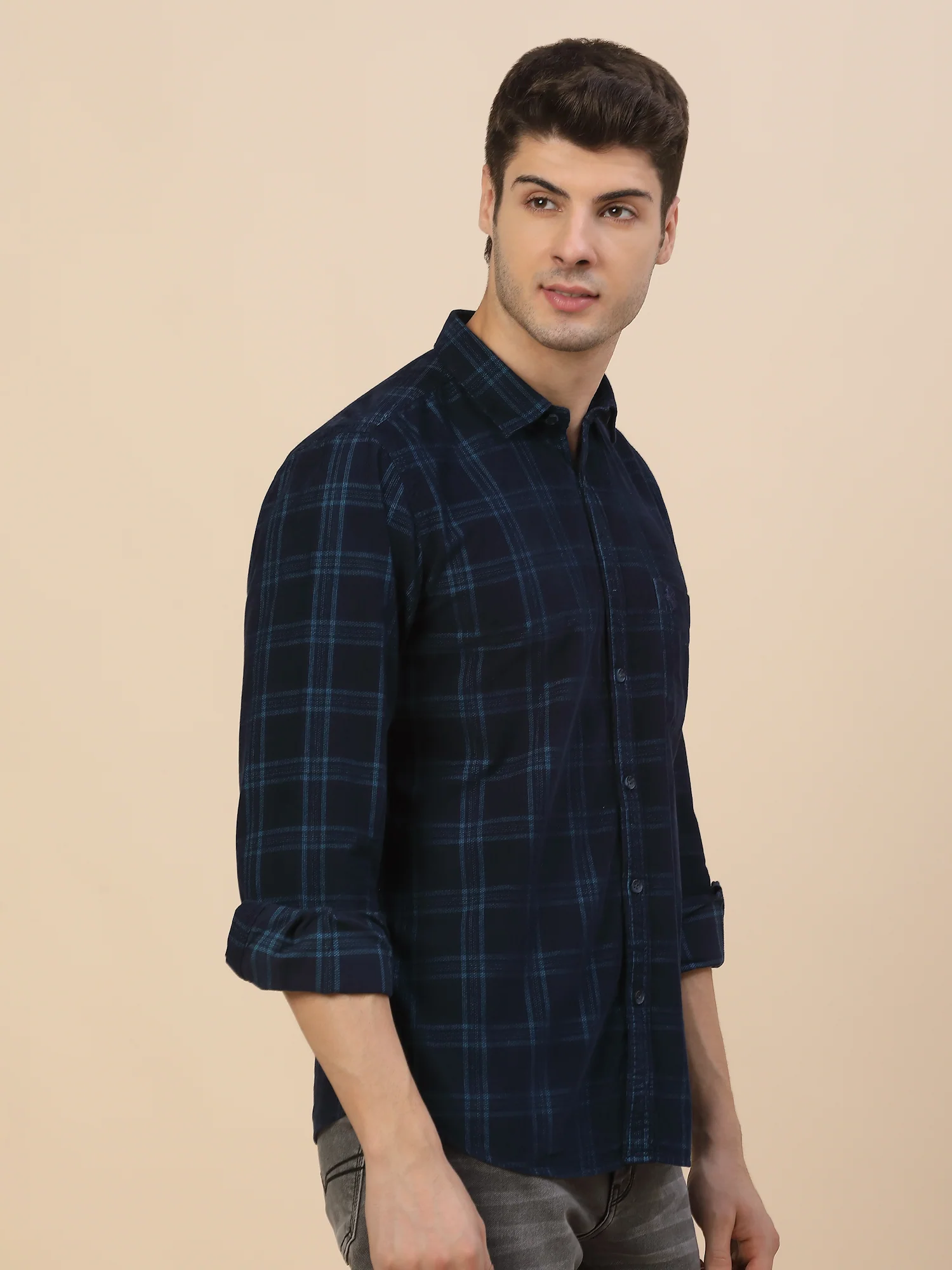 Casual Shirt for Men | Breathable & Soft with Color Fastness Regular Fit Spread Collar Neck Cotton Fabric Check Pattern - Image 3