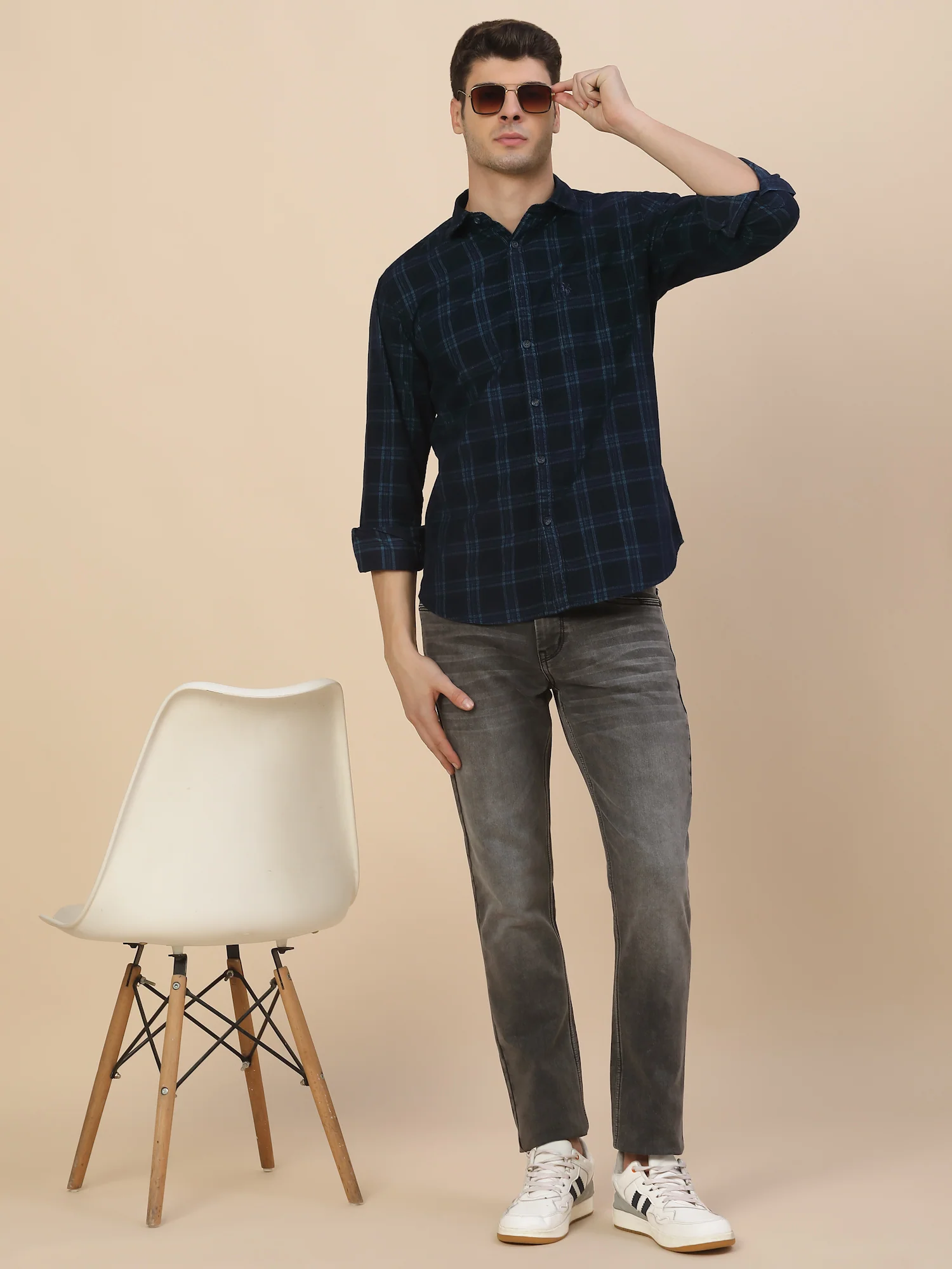 Casual Shirt for Men | Breathable & Soft with Color Fastness Regular Fit Spread Collar Neck Cotton Fabric Check Pattern - Image 8
