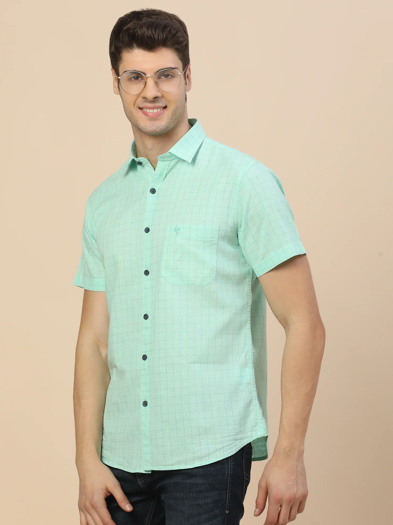 Casual Shirt for Men | Breathable & Soft with Color Fastness Regular Fit Spread Collar Neck Cotton Fabric Check Pattern - Image 6