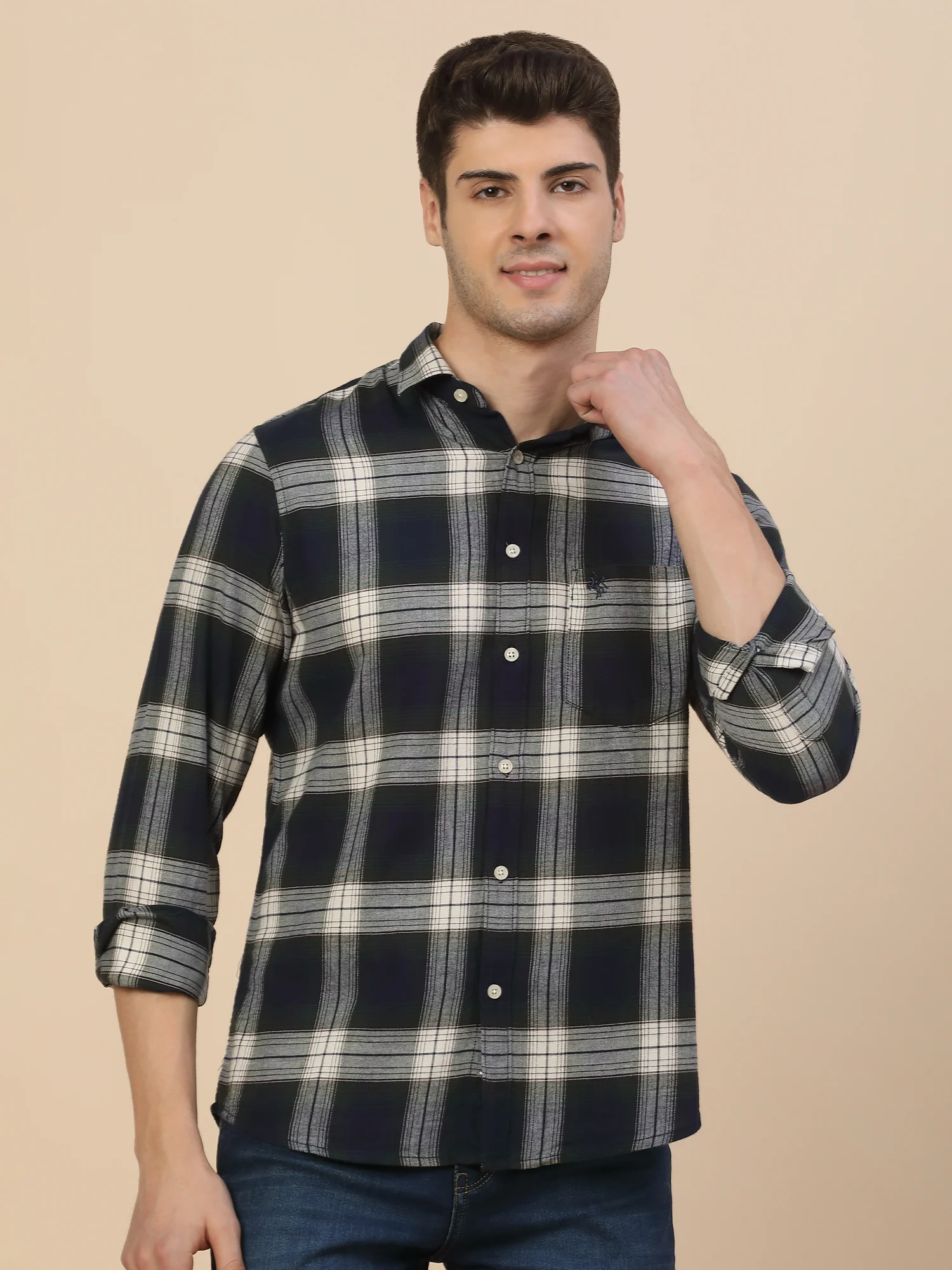 Casual Shirt for Men | Breathable & Soft with Color Fastness Regular Fit Spread Collar Neck Cotton Fabric Check Pattern - Image 2