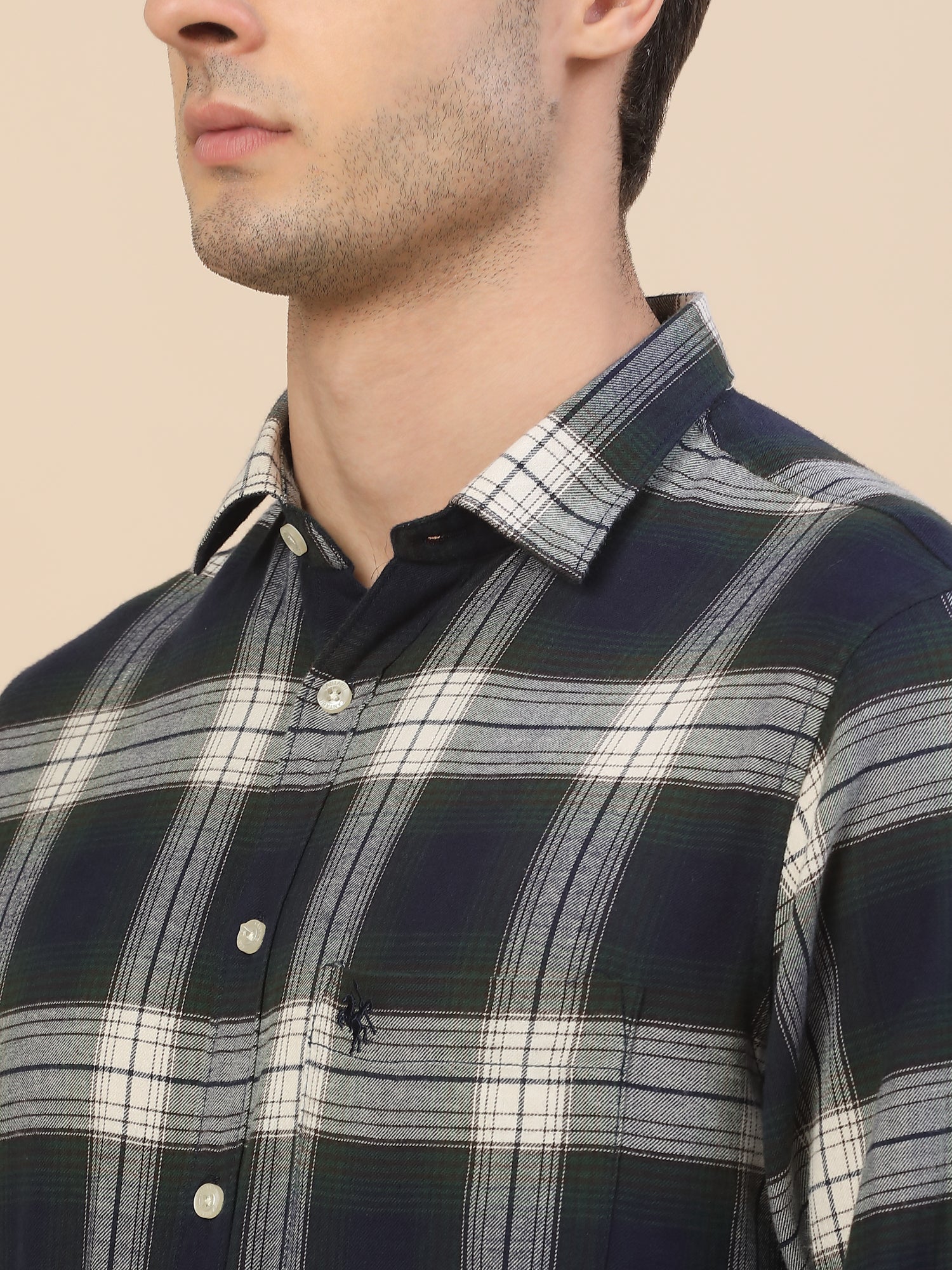 Casual Shirt for Men | Breathable & Soft with Color Fastness Regular Fit Spread Collar Neck Cotton Fabric Check Pattern - Image 5