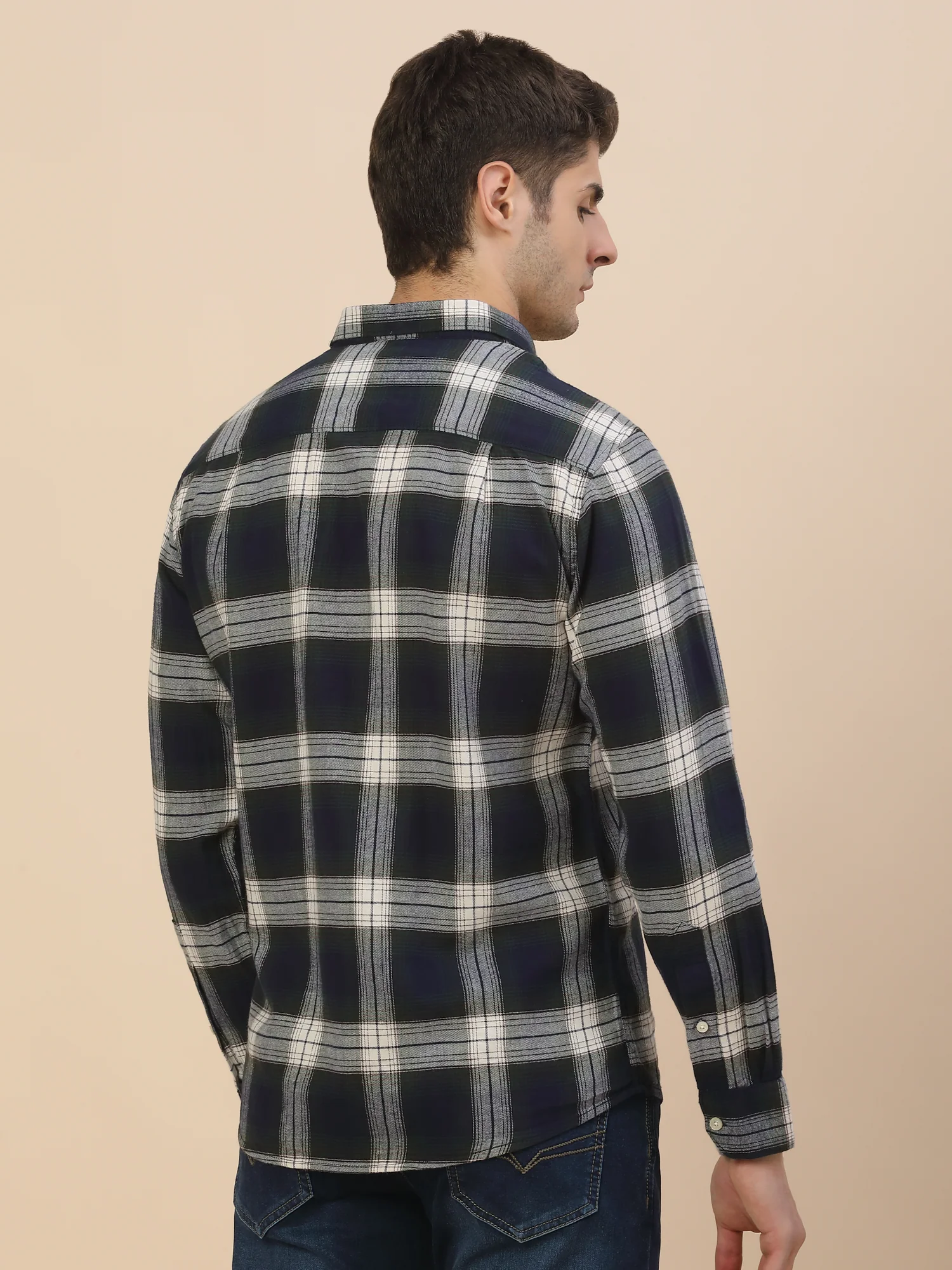 Casual Shirt for Men | Breathable & Soft with Color Fastness Regular Fit Spread Collar Neck Cotton Fabric Check Pattern - Image 6