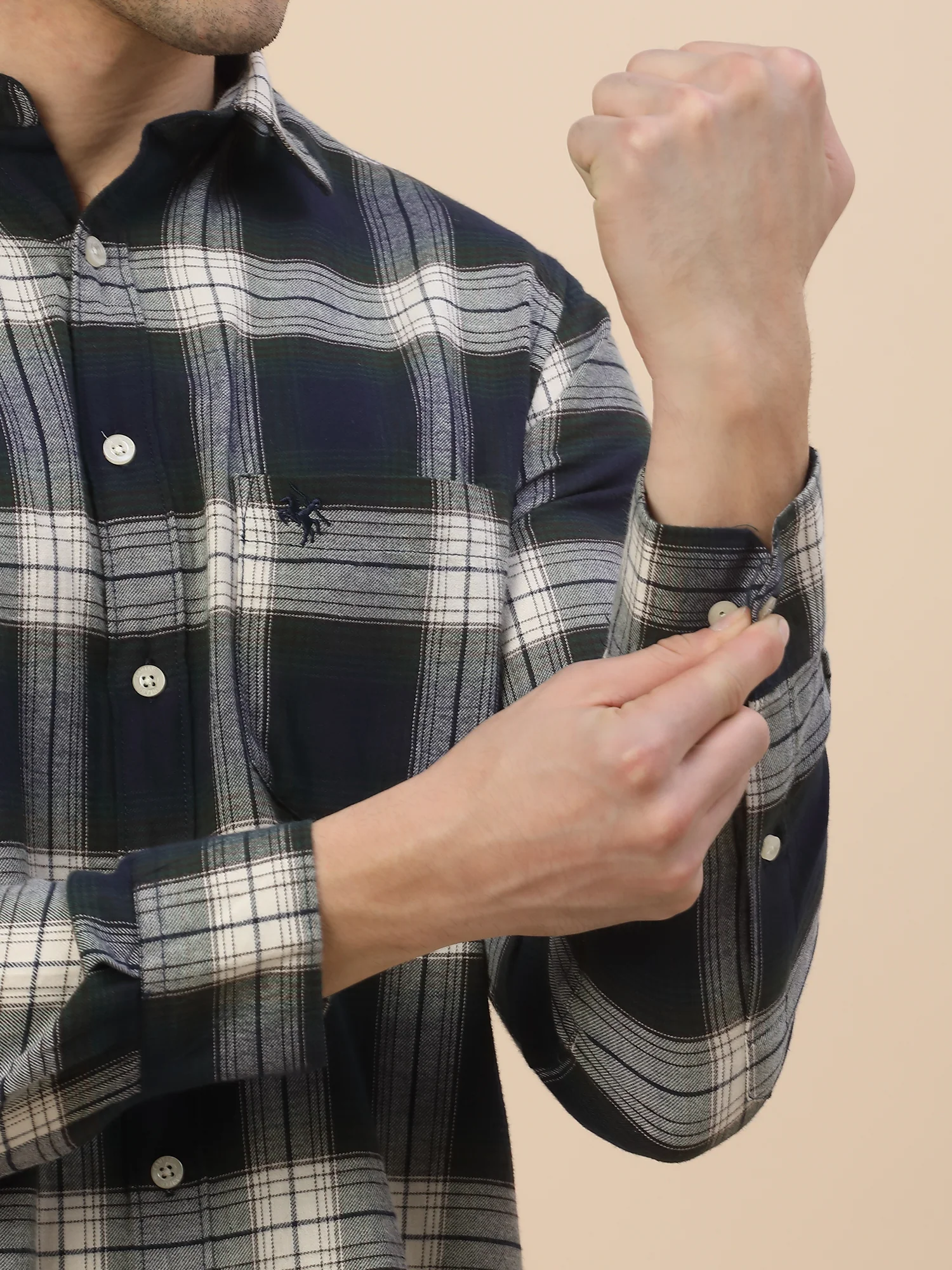 Casual Shirt for Men | Breathable & Soft with Color Fastness Regular Fit Spread Collar Neck Cotton Fabric Check Pattern - Image 7