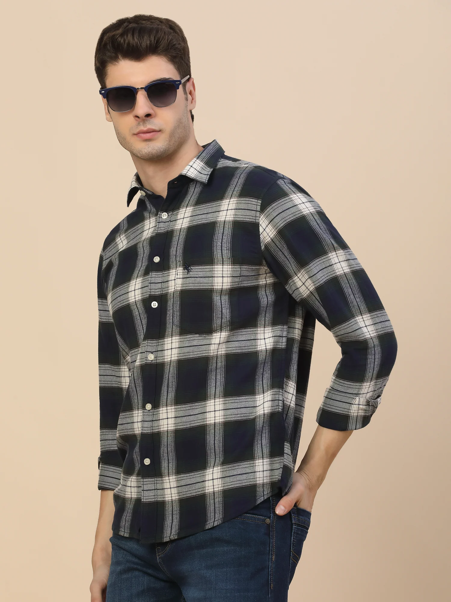 Casual Shirt for Men | Breathable & Soft with Color Fastness Regular Fit Spread Collar Neck Cotton Fabric Check Pattern - Image 8