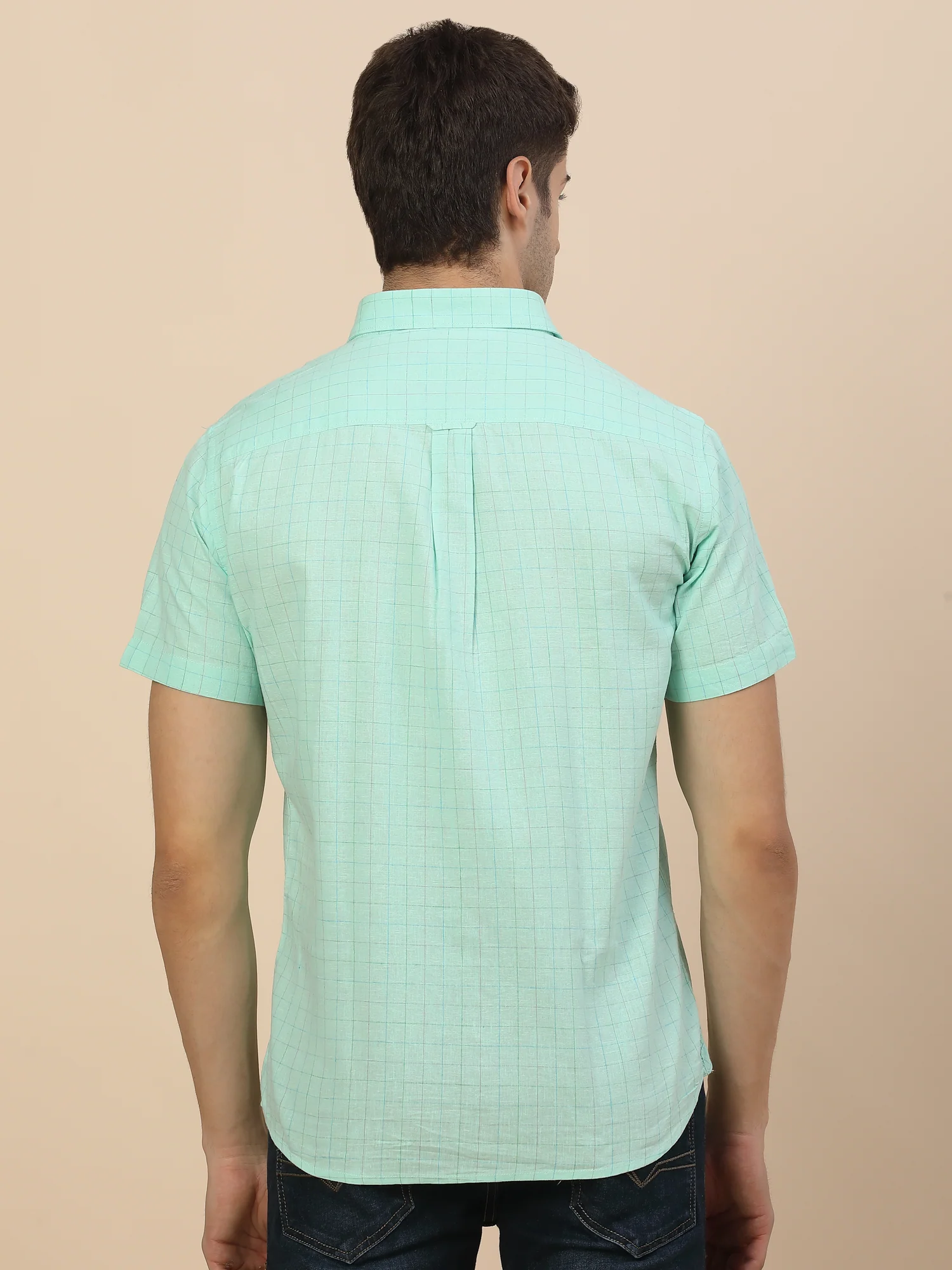 Casual Shirt for Men | Breathable & Soft with Color Fastness Regular Fit Spread Collar Neck Cotton Fabric Check Pattern - Image 7