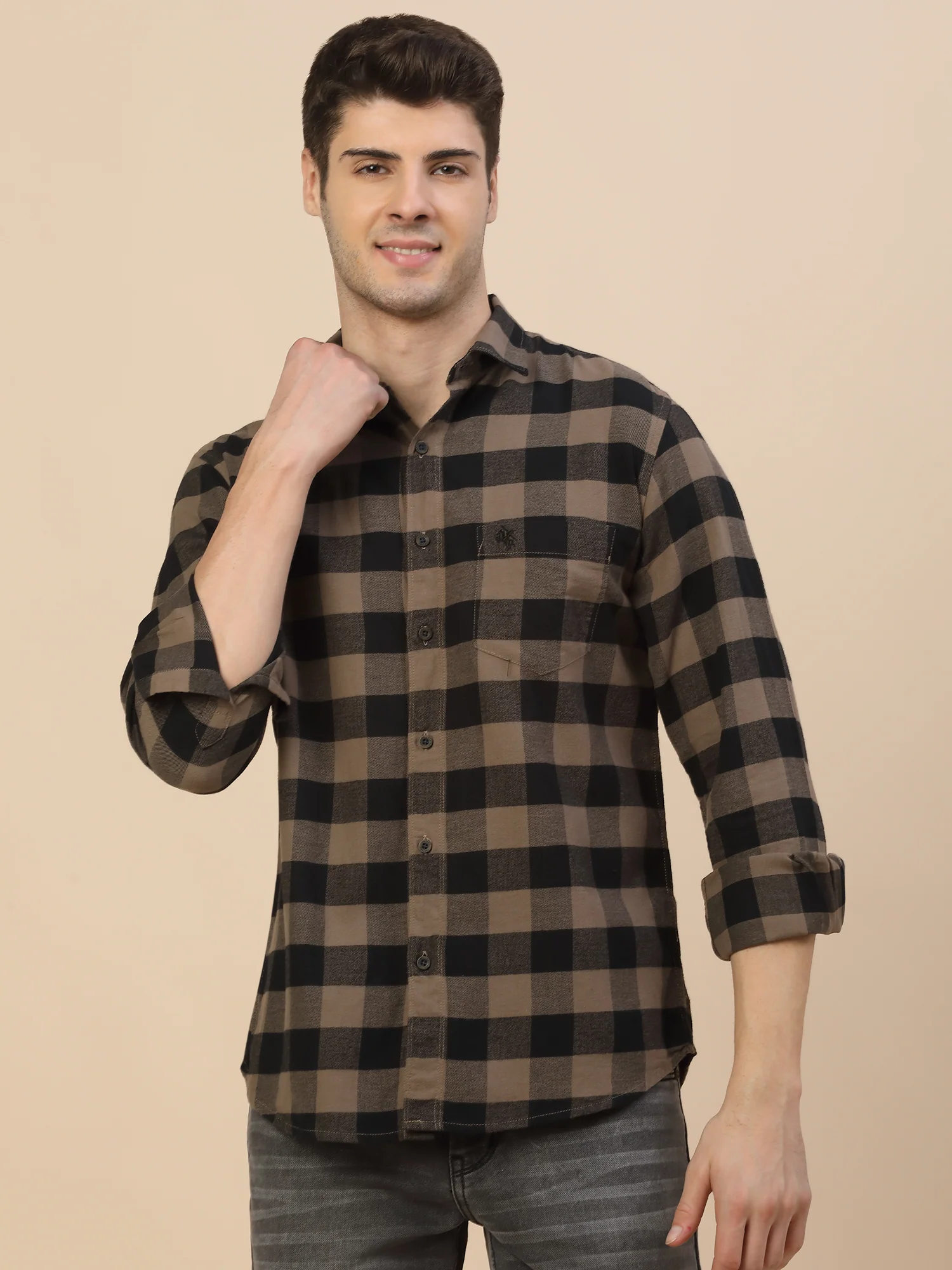 Casual Shirt for Men | Breathable & Soft with Color Fastness Regular Fit Spread Collar Neck Cotton Fabric Check Pattern - Image 2