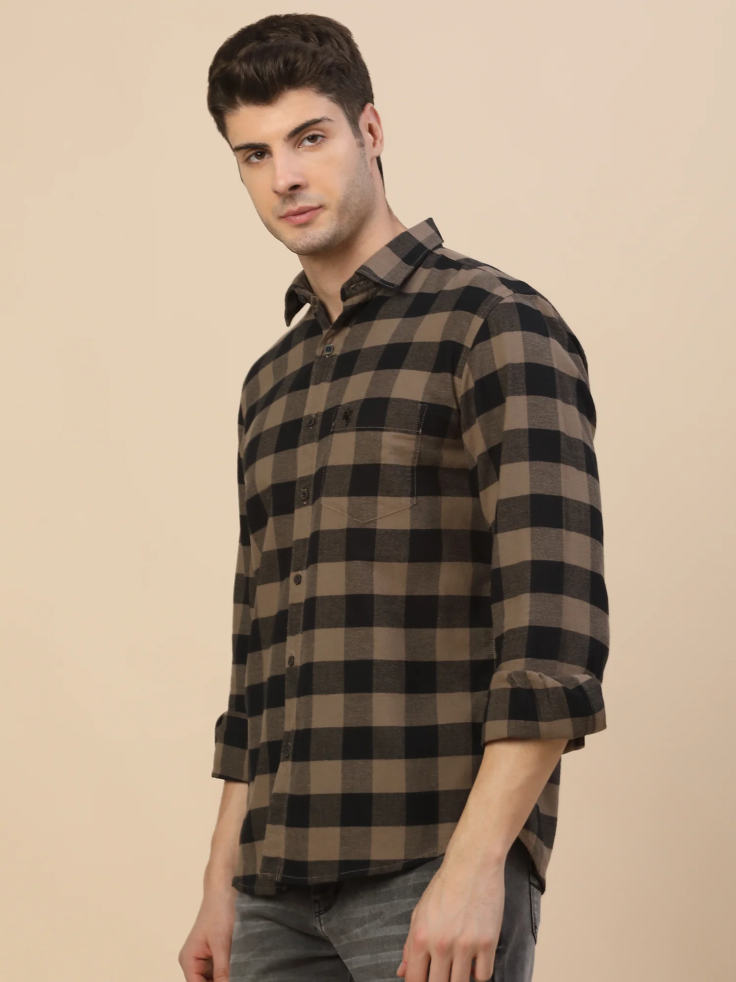 Casual Shirt for Men | Breathable & Soft with Color Fastness Regular Fit Spread Collar Neck Cotton Fabric Check Pattern - Image 4