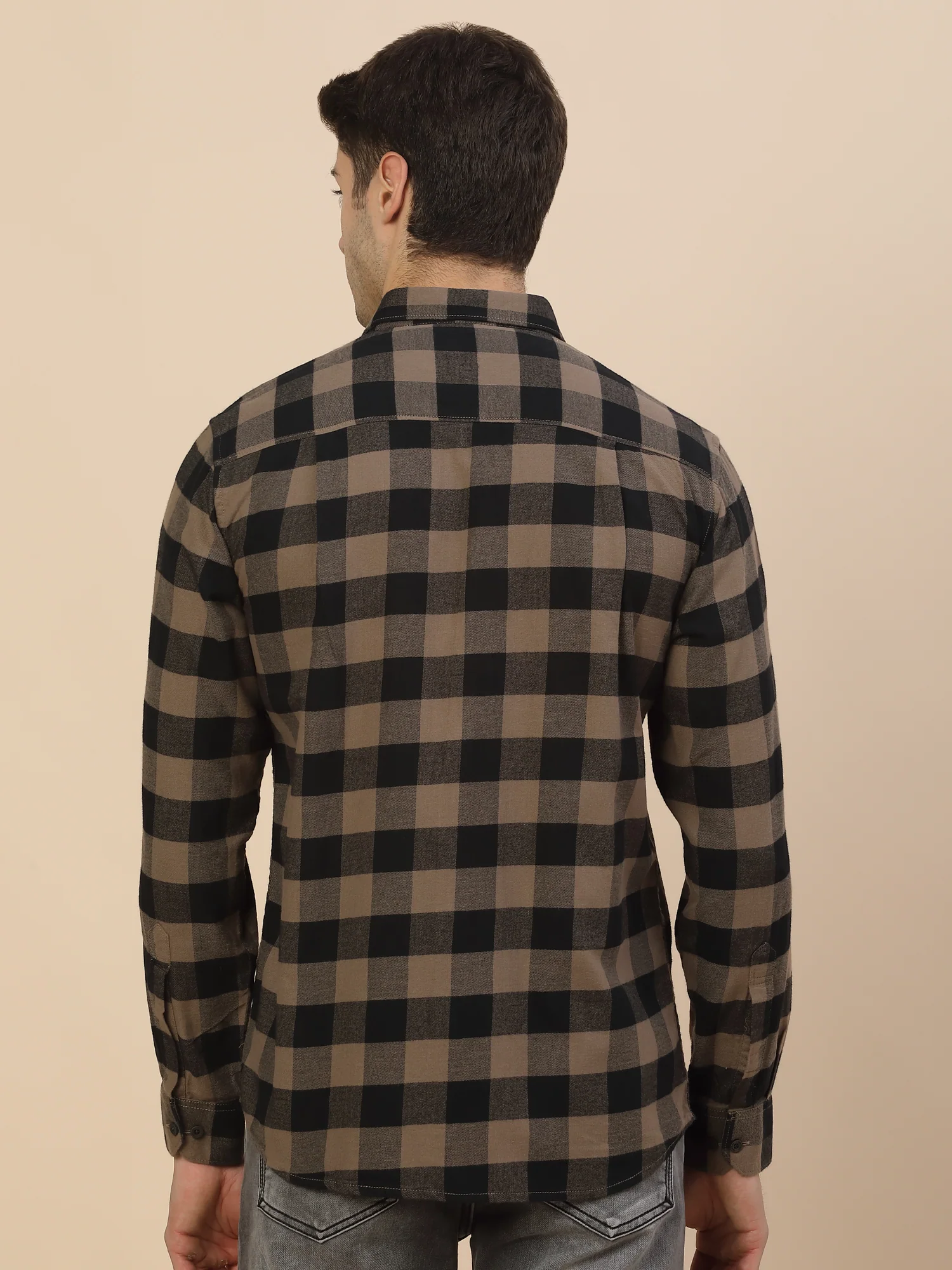 Casual Shirt for Men | Breathable & Soft with Color Fastness Regular Fit Spread Collar Neck Cotton Fabric Check Pattern - Image 5