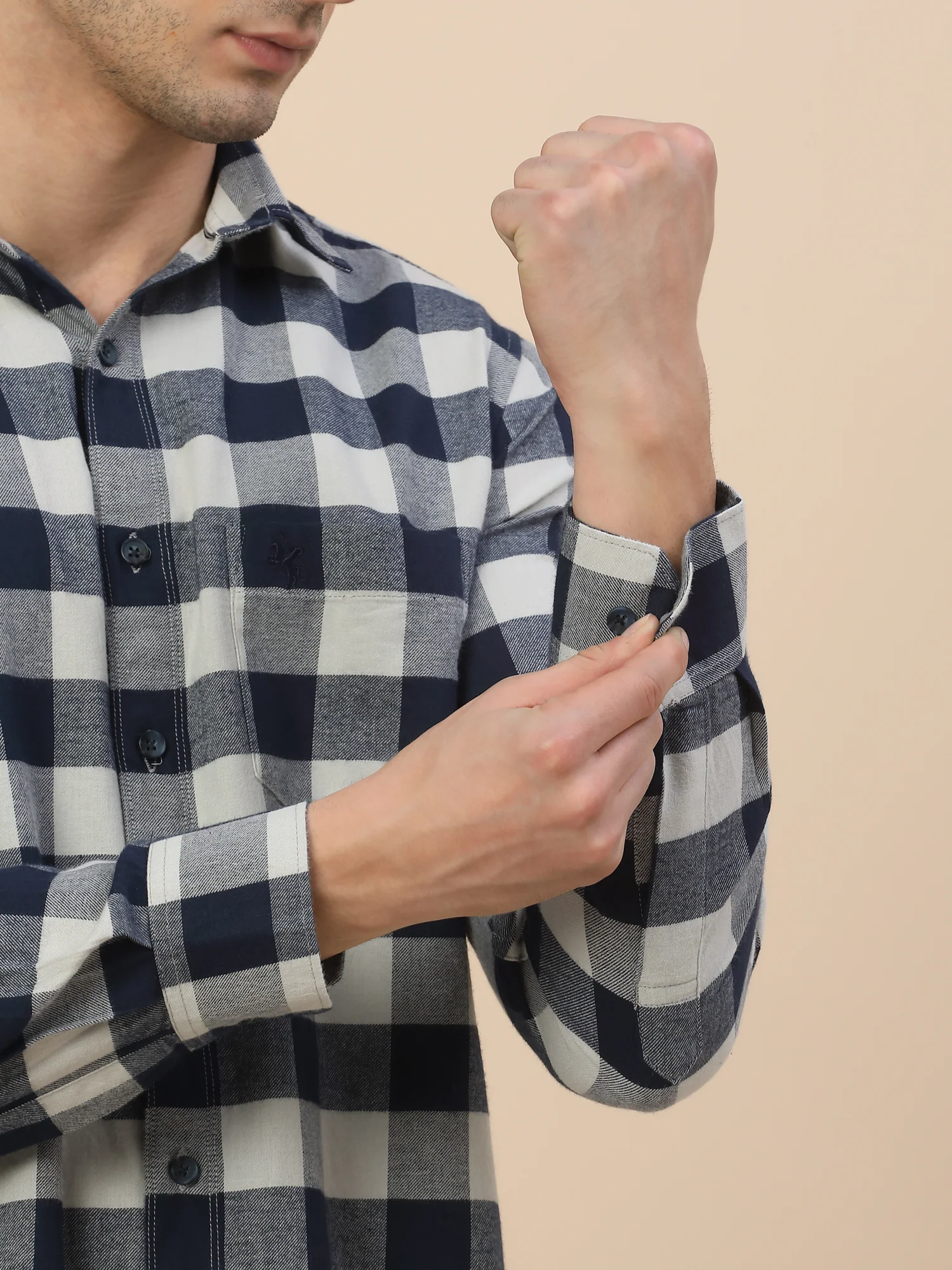 Casual Shirt for Men | Breathable & Soft with Color Fastness Regular Fit Spread Collar Neck Cotton Fabric Check Pattern - Image 3