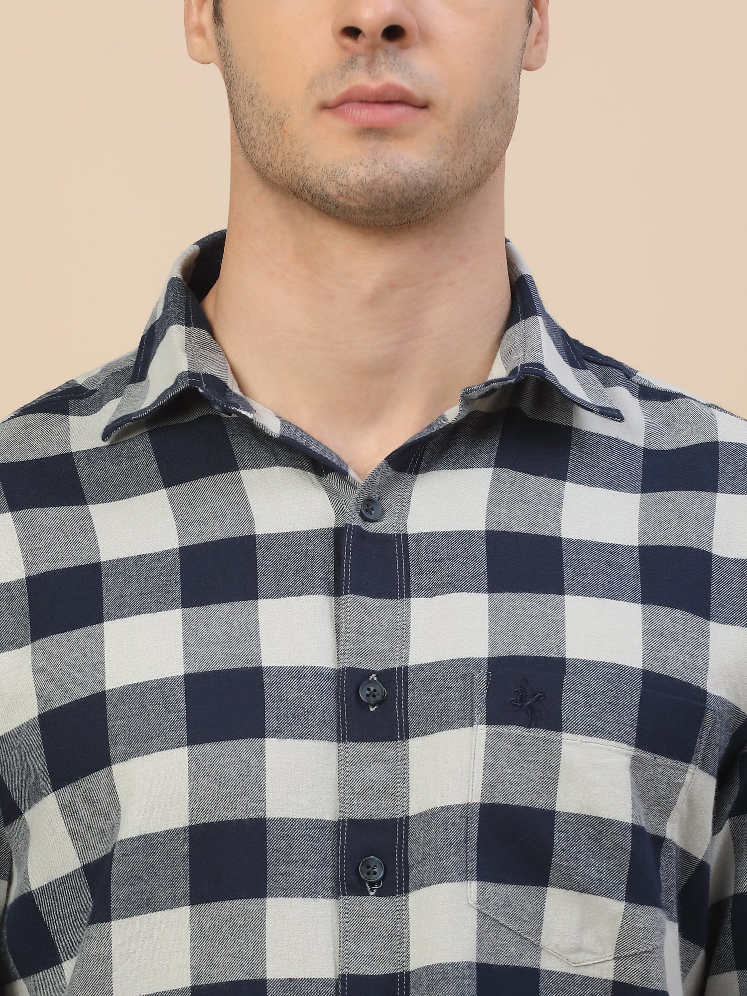Casual Shirt for Men | Breathable & Soft with Color Fastness Regular Fit Spread Collar Neck Cotton Fabric Check Pattern - Image 6