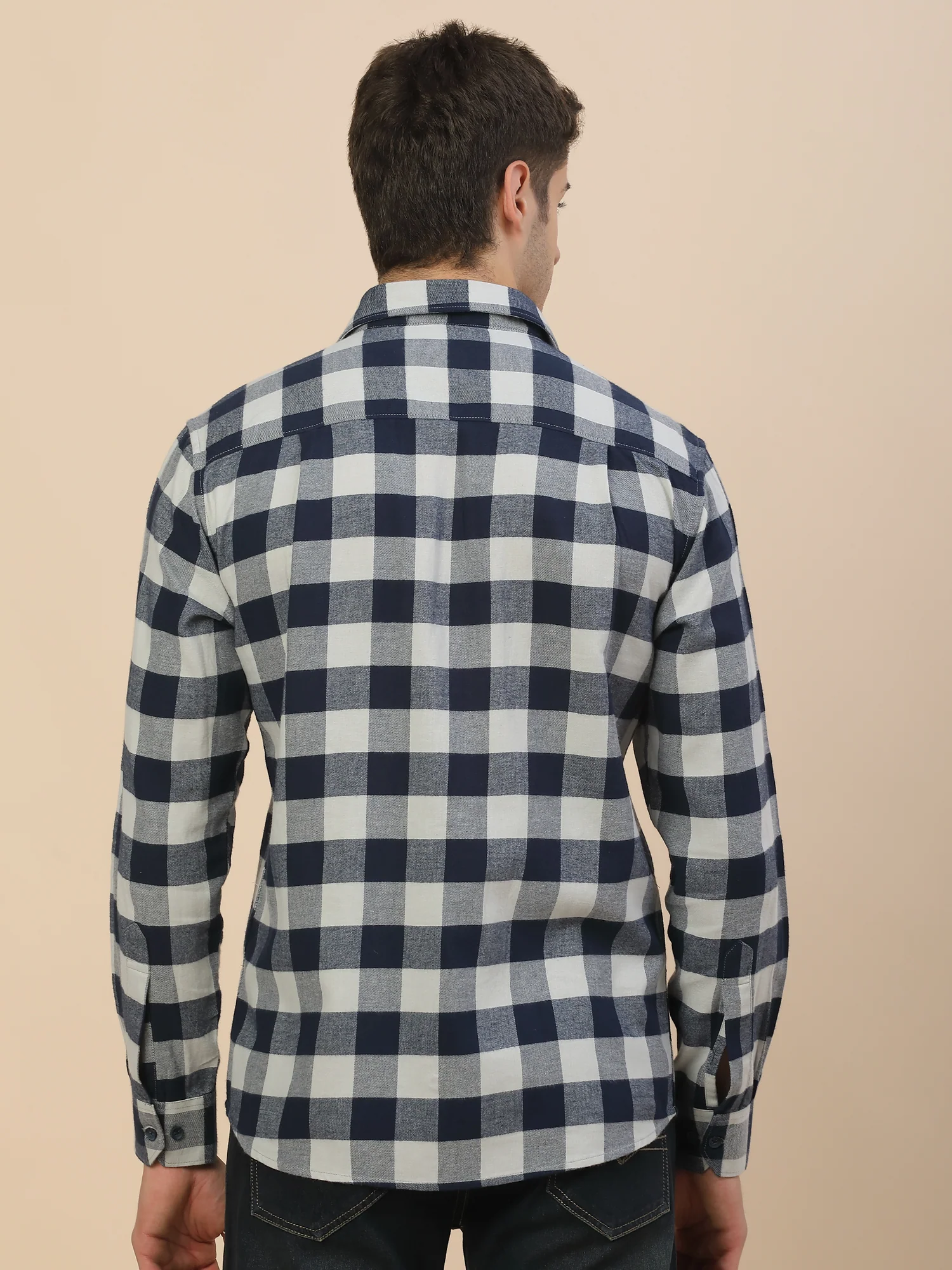 Casual Shirt for Men | Breathable & Soft with Color Fastness Regular Fit Spread Collar Neck Cotton Fabric Check Pattern - Image 7