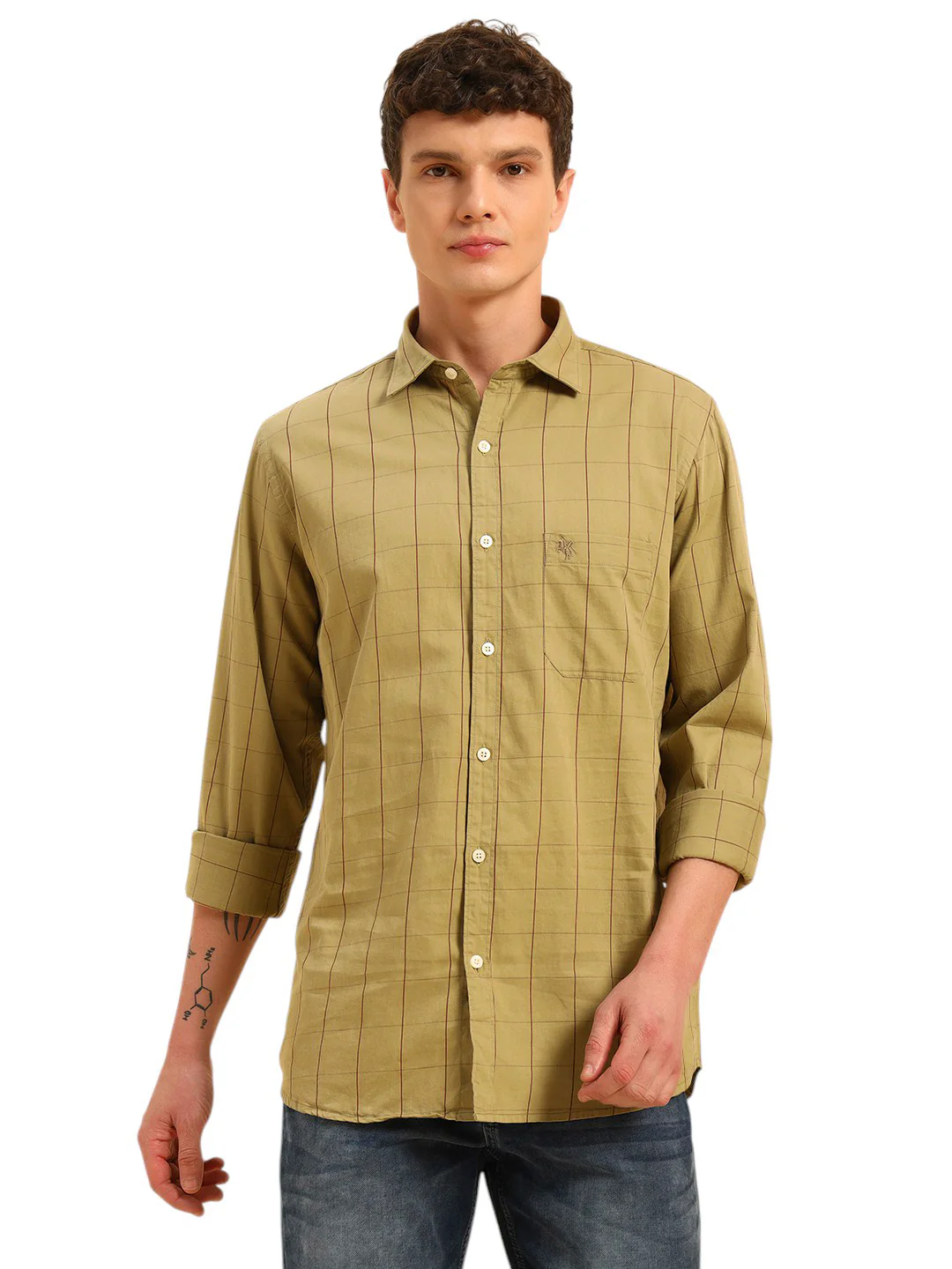 Casual Shirt for Men | Breathable & Soft with Color Fastness Regular Fit Spread Collar Neck Cotton Fabric Checkered Pattern - Image 3